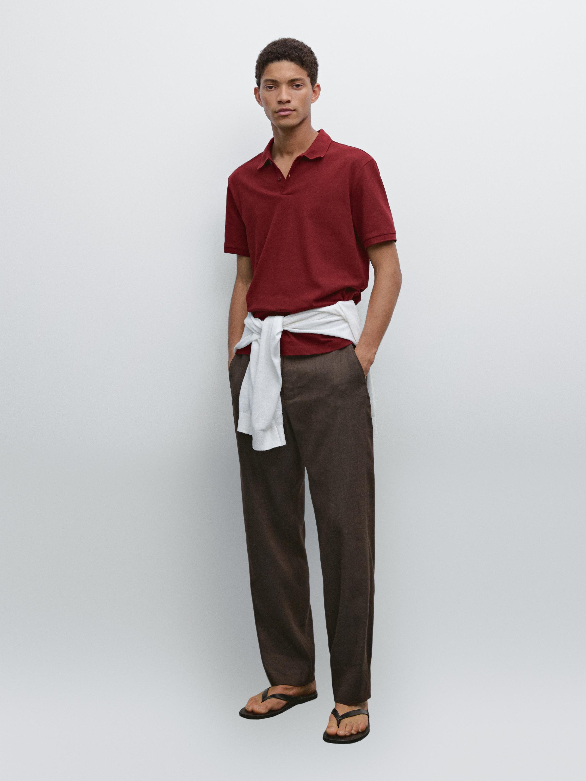 Camisa Polo com Microestrutura em Piquê