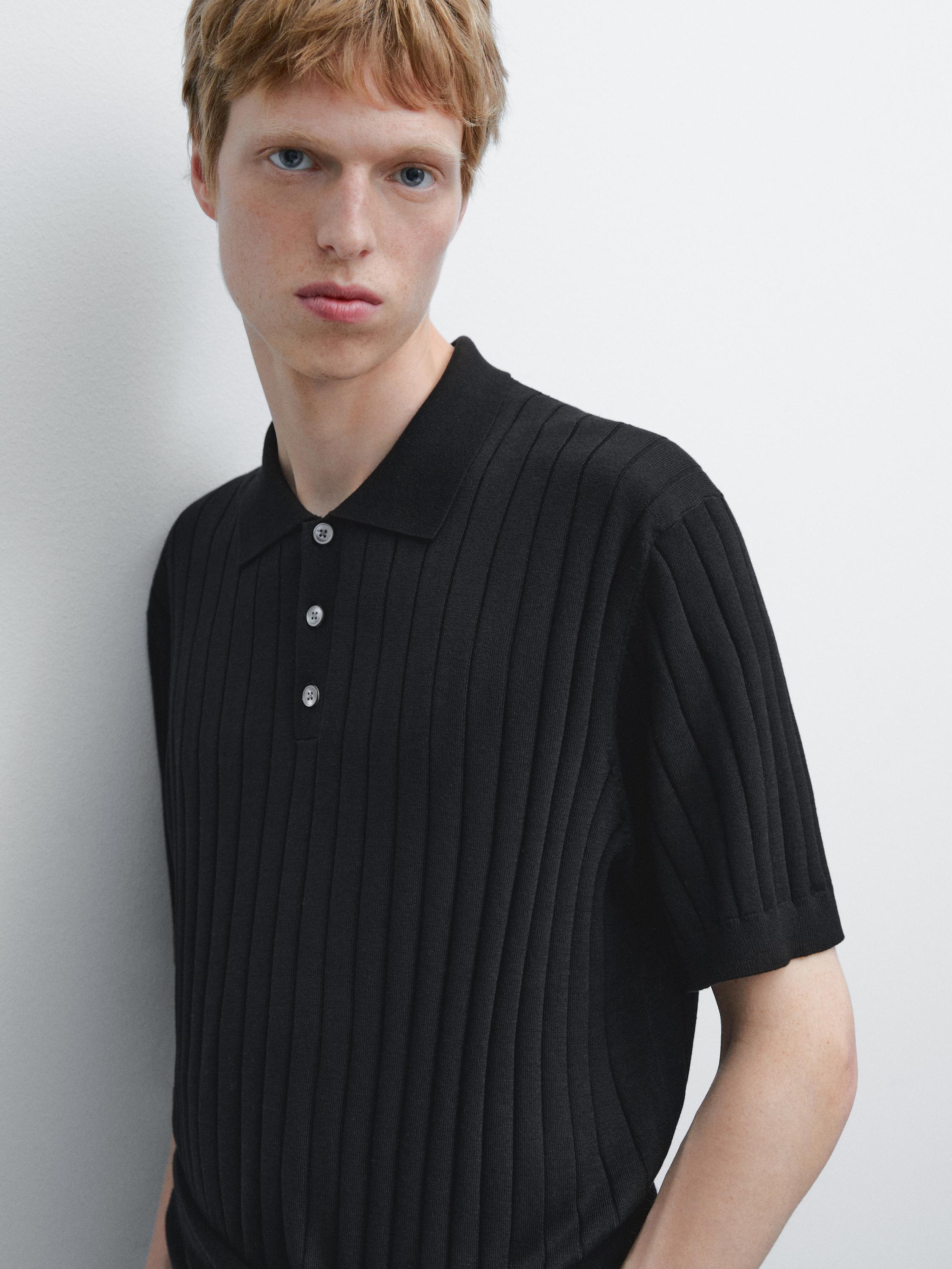 Camisa Gola Polo Canelada Blend - Preto
