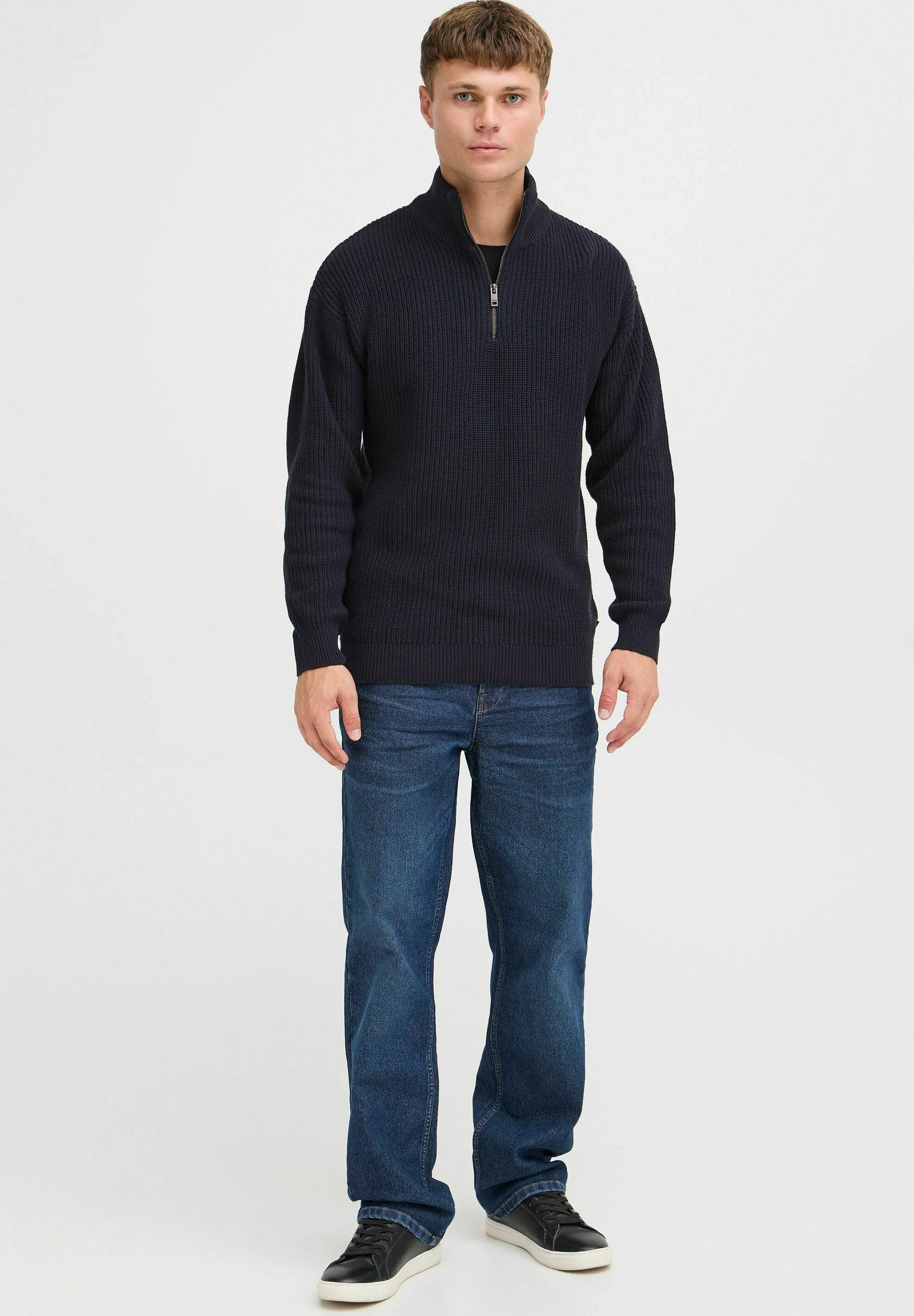 Suéter Masculino Gola Troyer com Ziper - Azul marinho