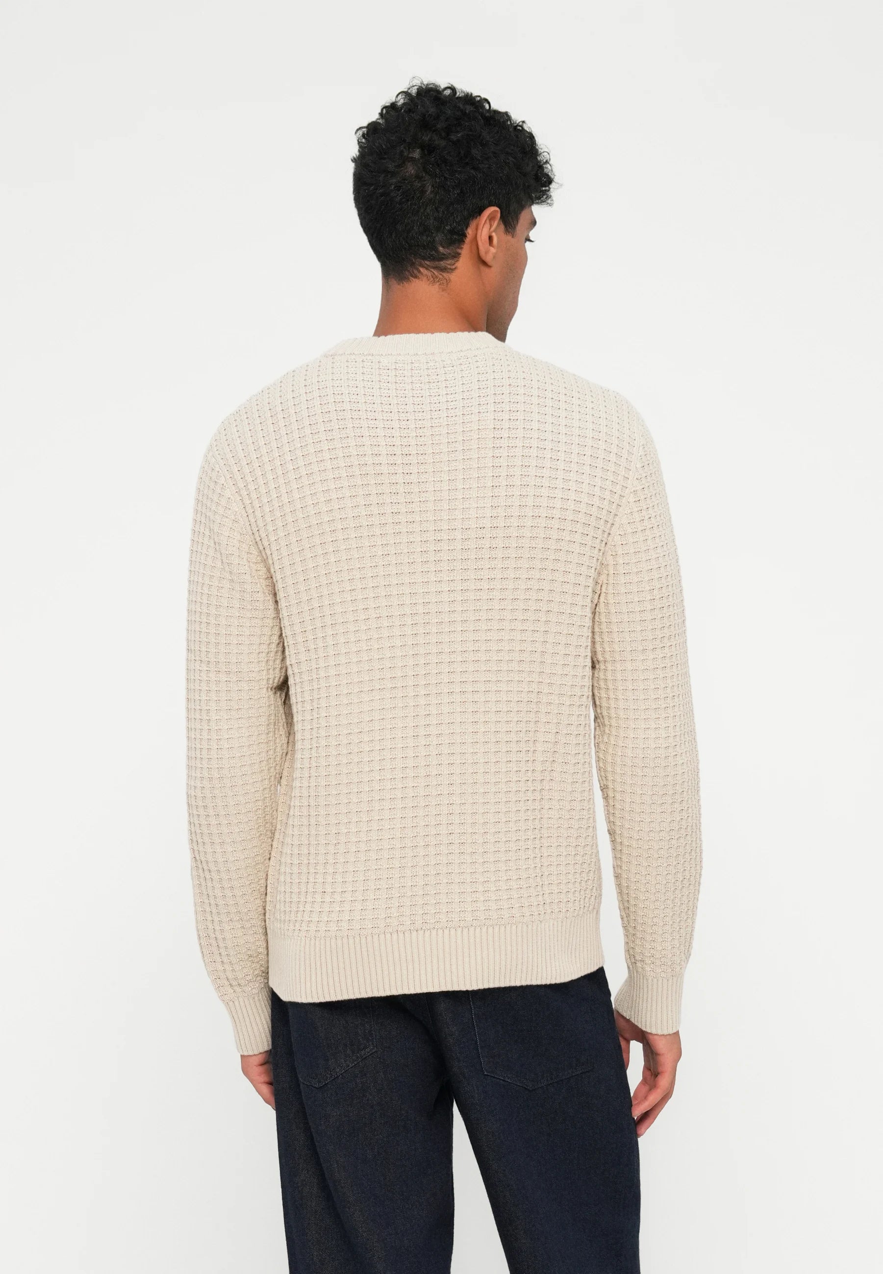 Suéter Masculino Gola Redonda Texturizado - Off white