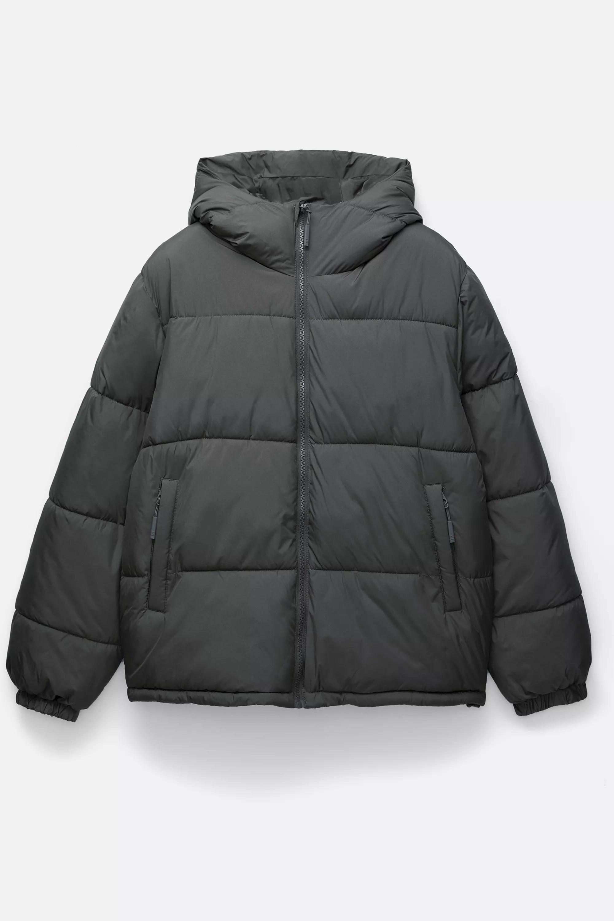 Jaqueta Puffer Blend com Capuz - Cinza escuro