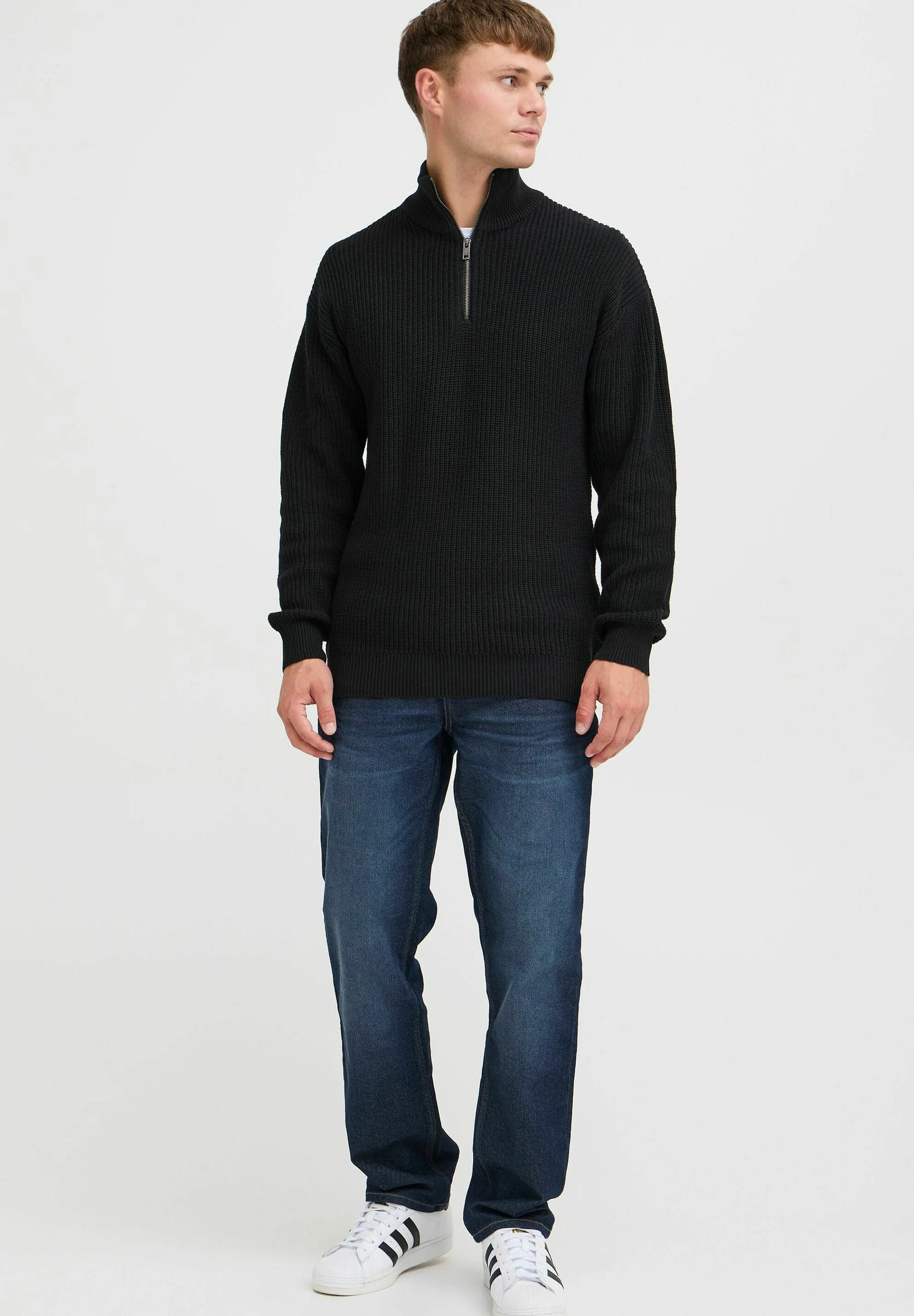 Suéter Masculino Gola Troyer com Ziper - Preto