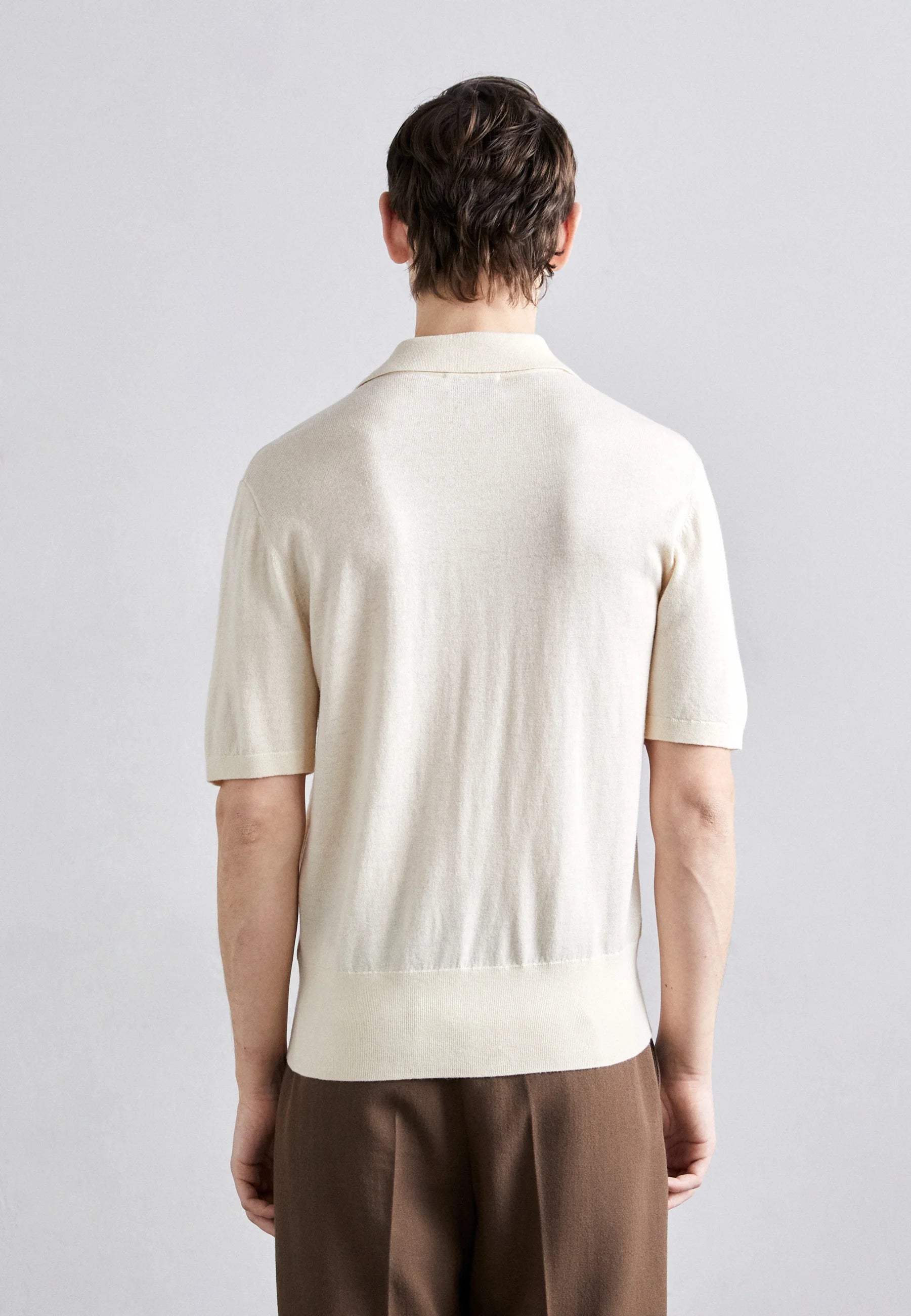 Camisa Polo em Algodão Canelada - Off White
