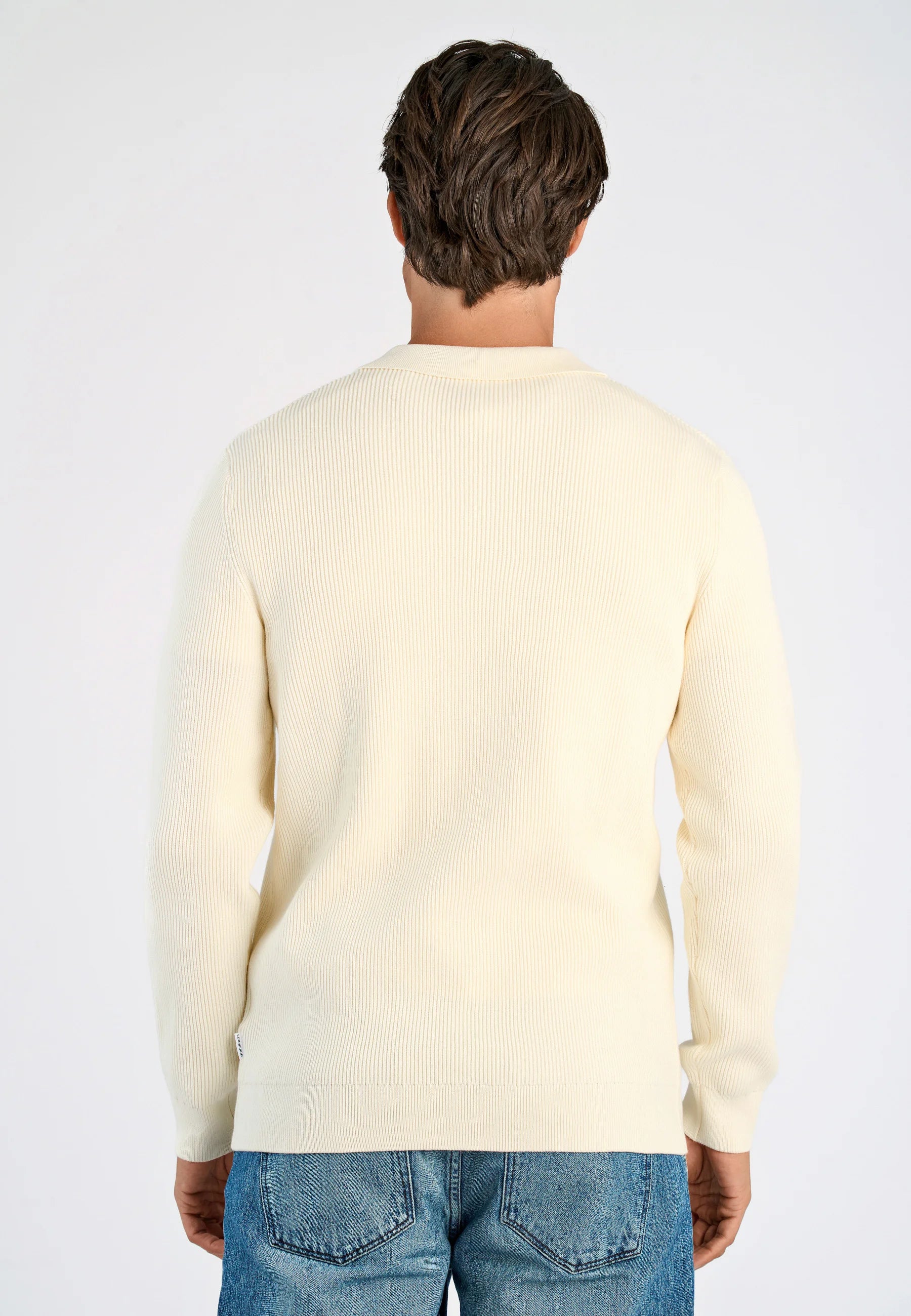 Camiseta Polo Masculina Texturizada Manga Longa - Off white