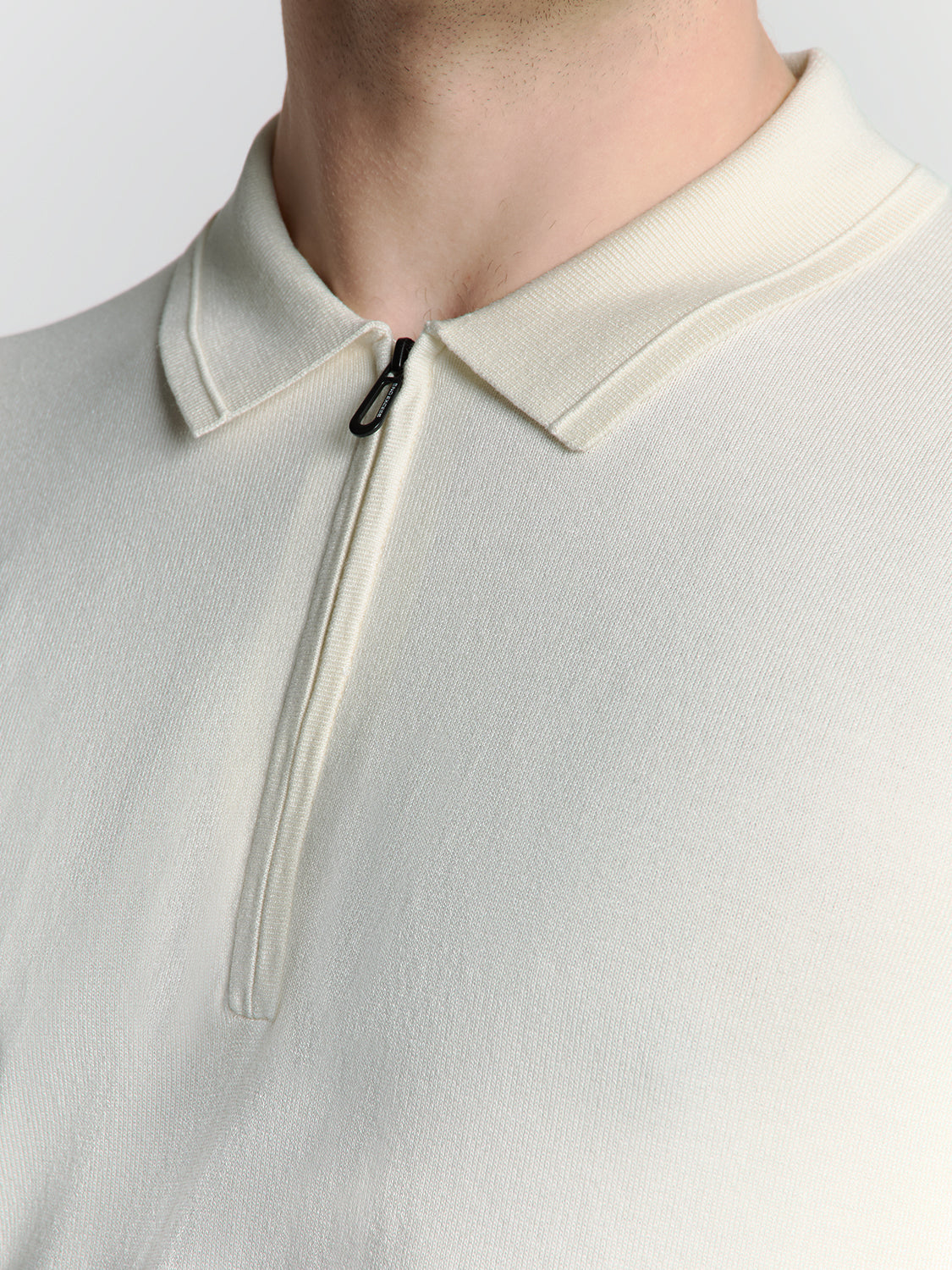 Camisa Polo com Zíper - Off white