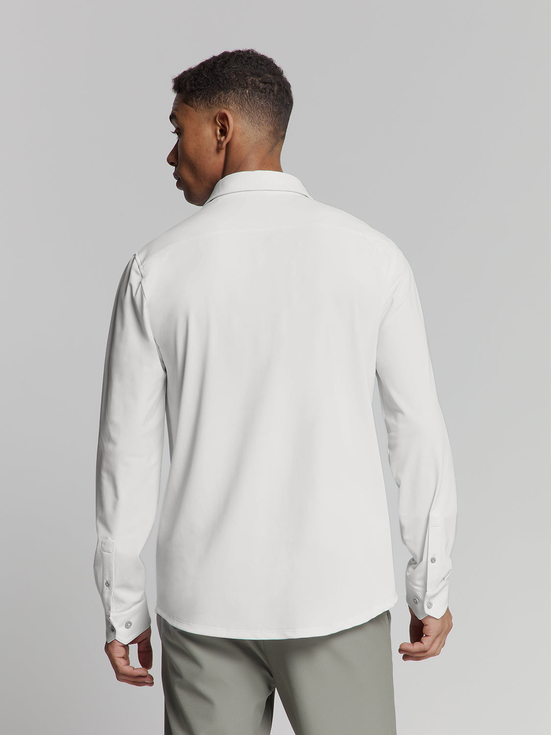 Camisa Slim de Algodão Manga Longa - Branco