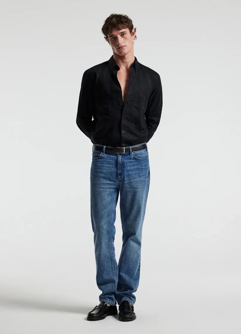 Camisa Clássica de Linho com Bolso Frontal