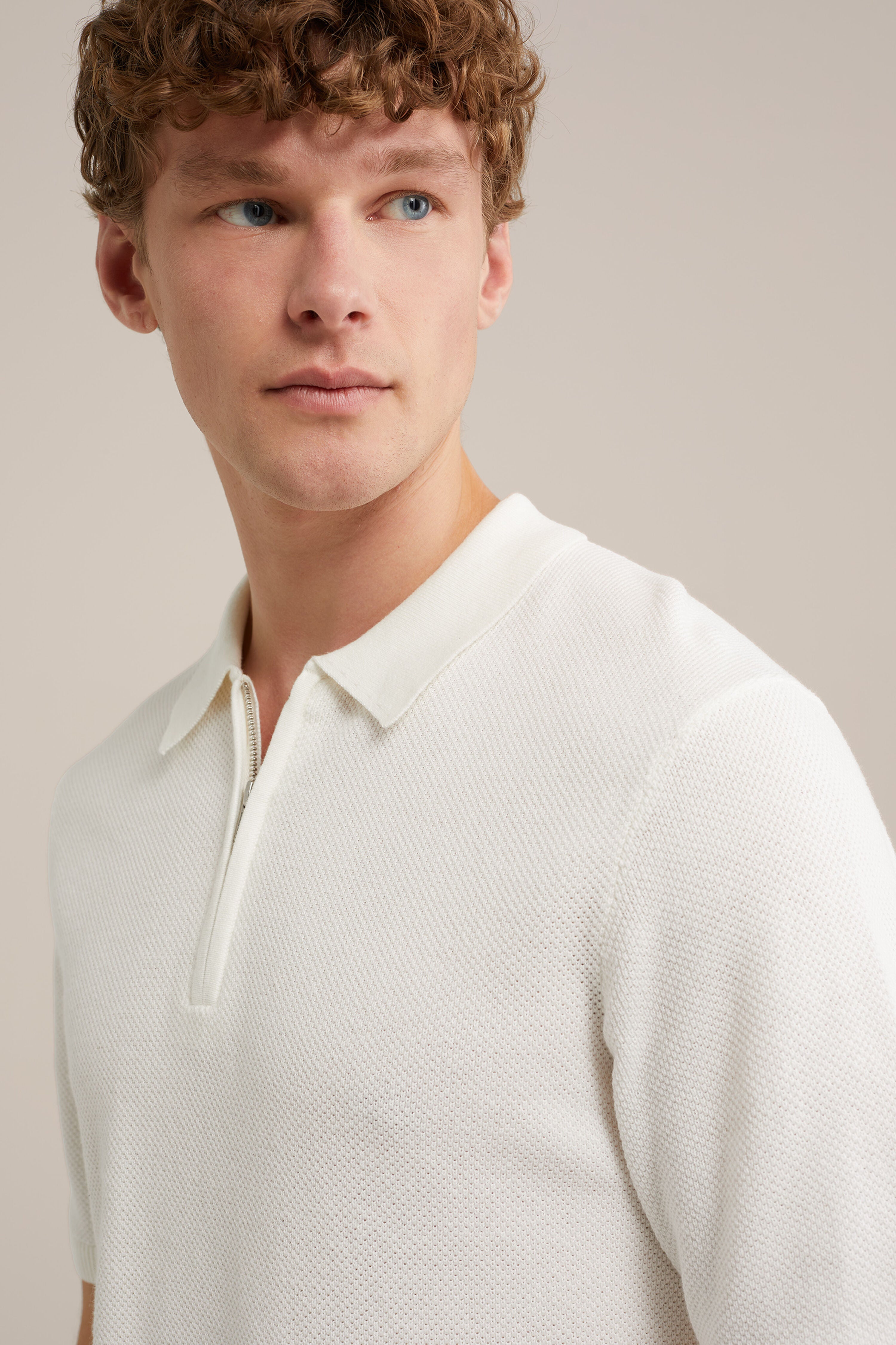 Camisa Gola Polo com Zíper - Branco