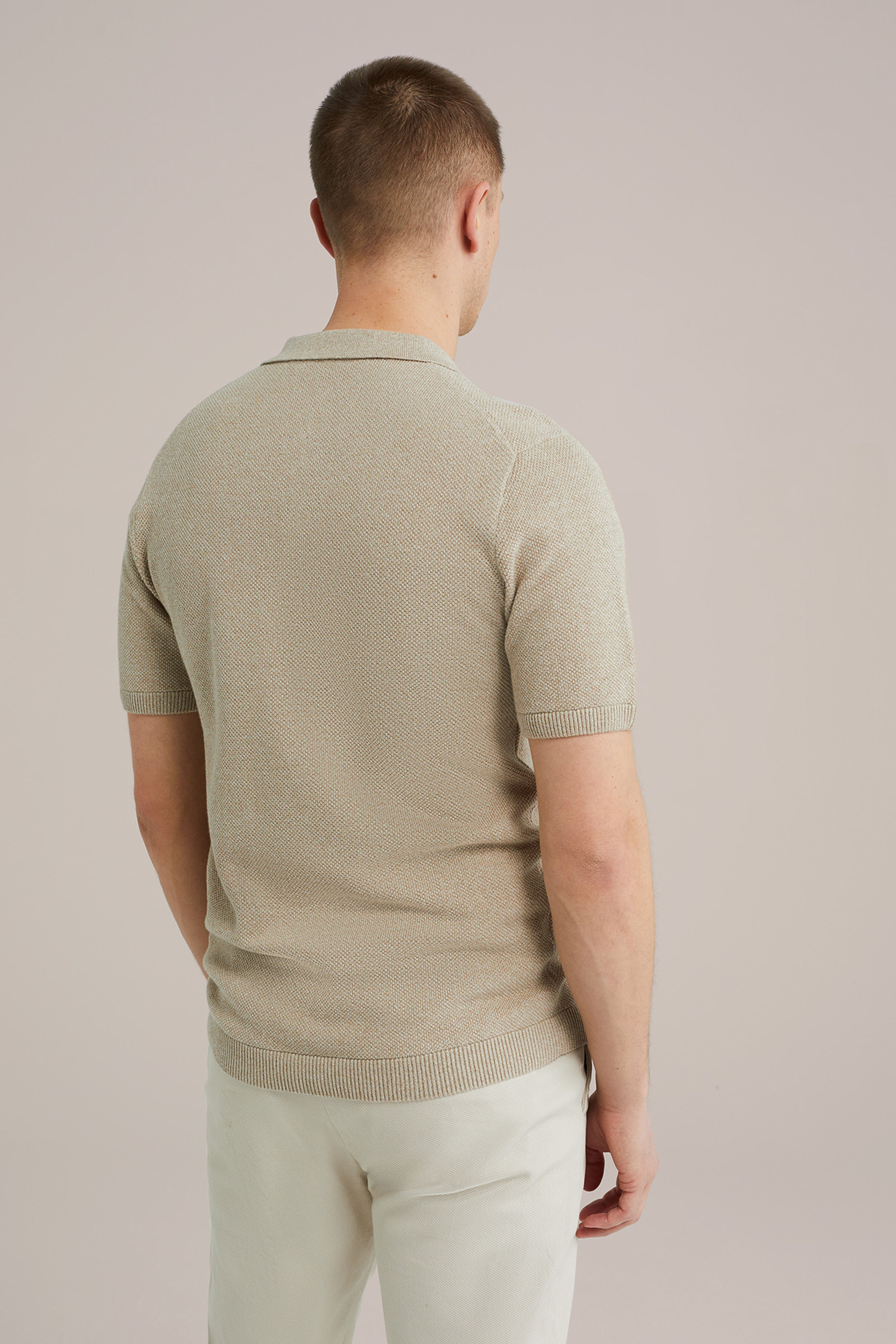 Camisa Gola Polo com Zíper - Bege
