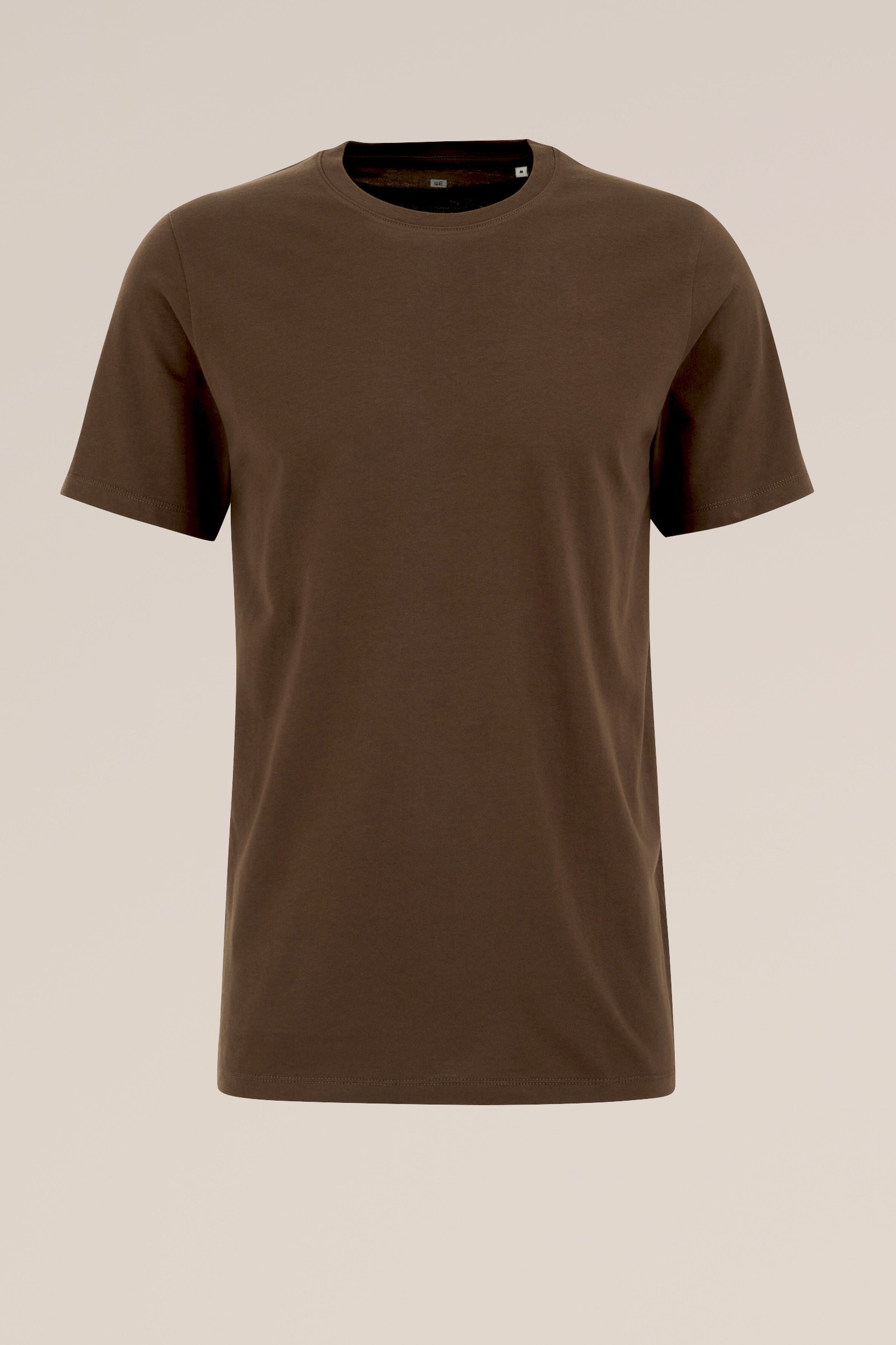 Camiseta Básica de Corte Regular - Marrom