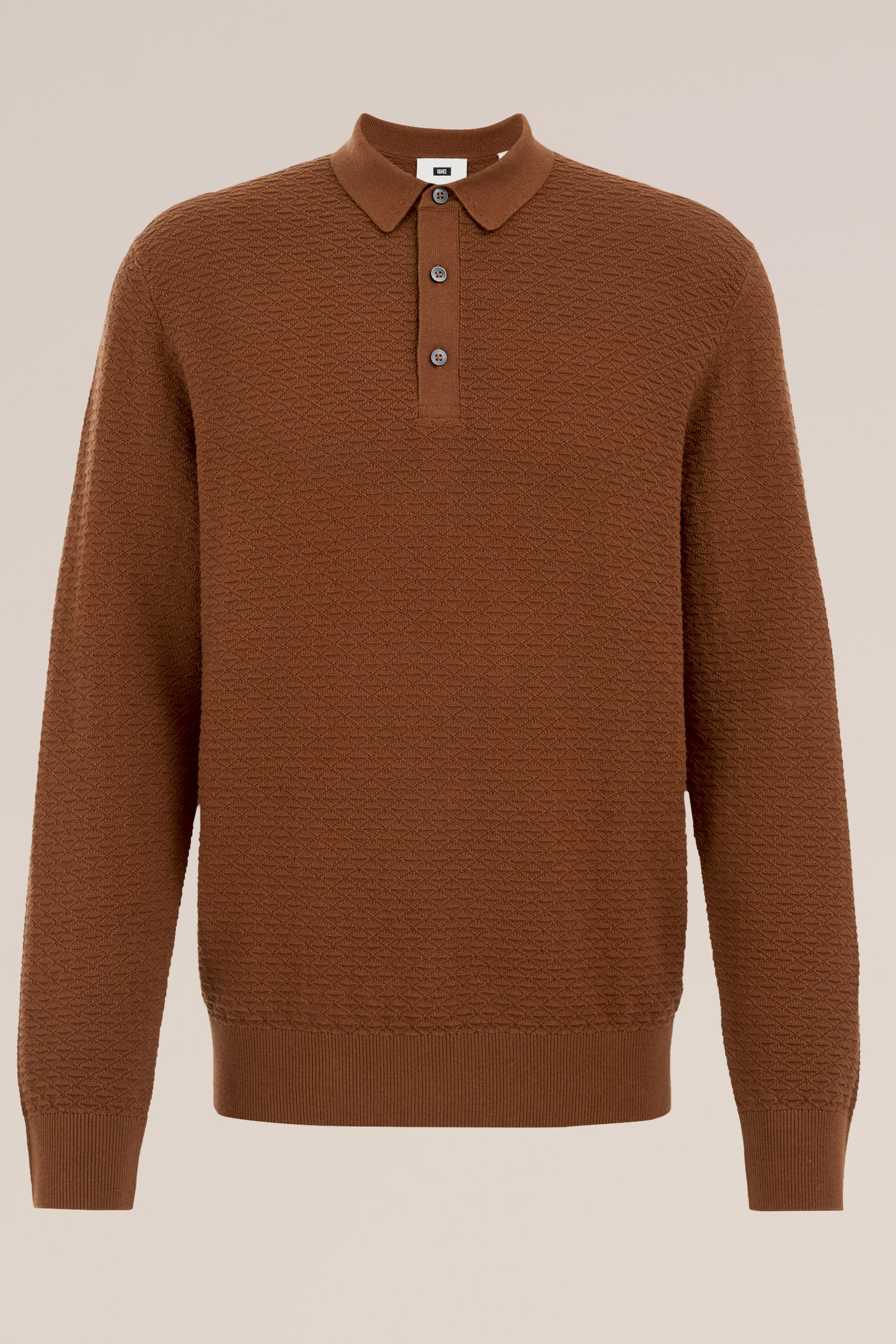 Camisa Polo de Malha Texturizada - Marrom