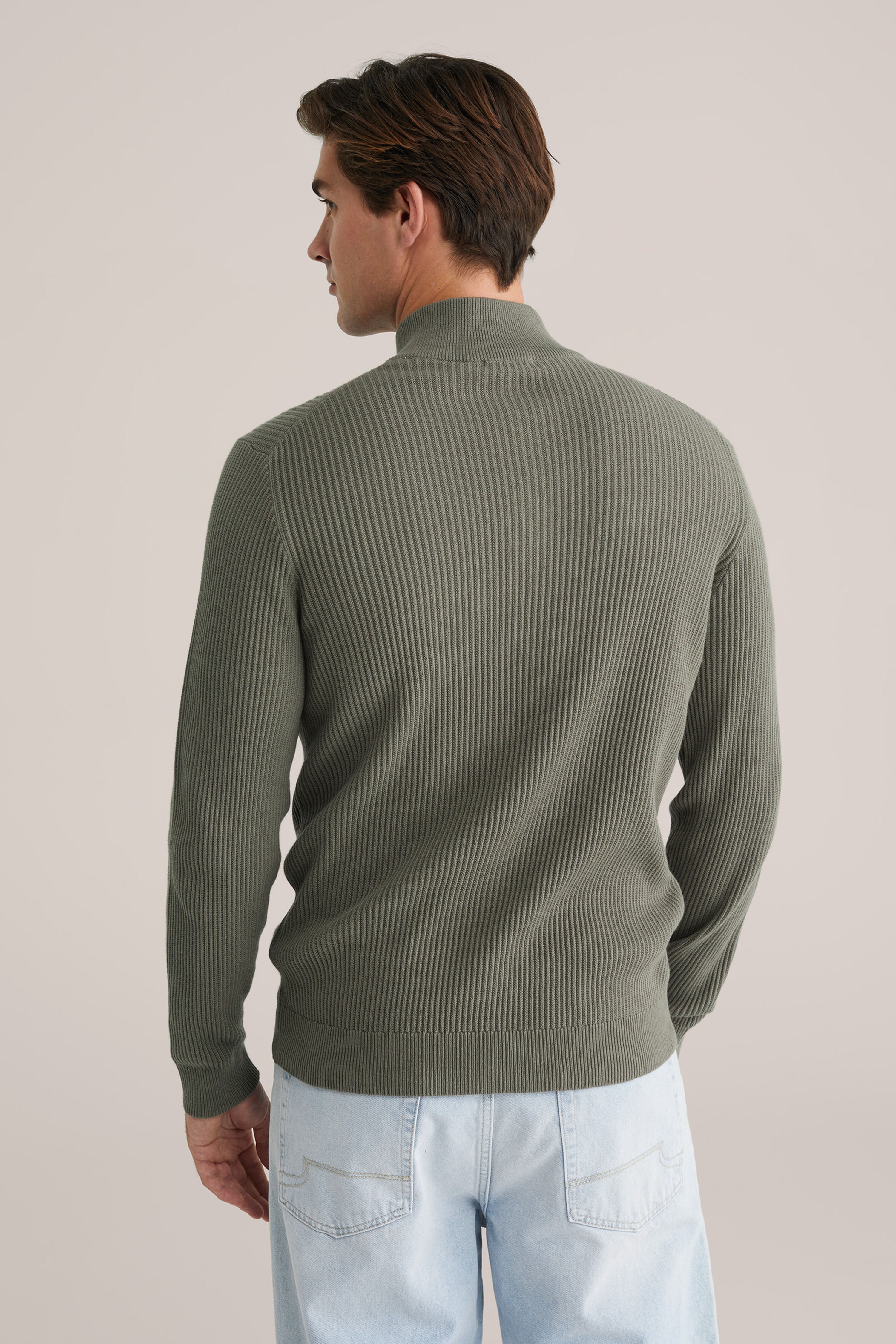 Suéter de Corte Regular com Zíper - Verde