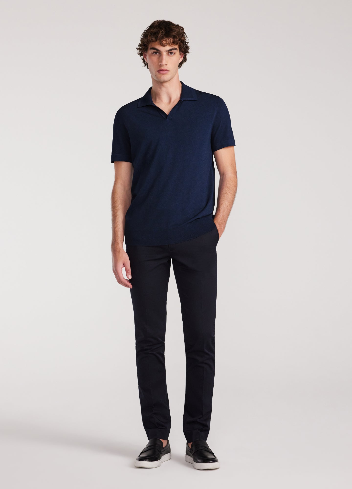Camisa Polo Comfort em Algodão Peruano - Azul Marinho