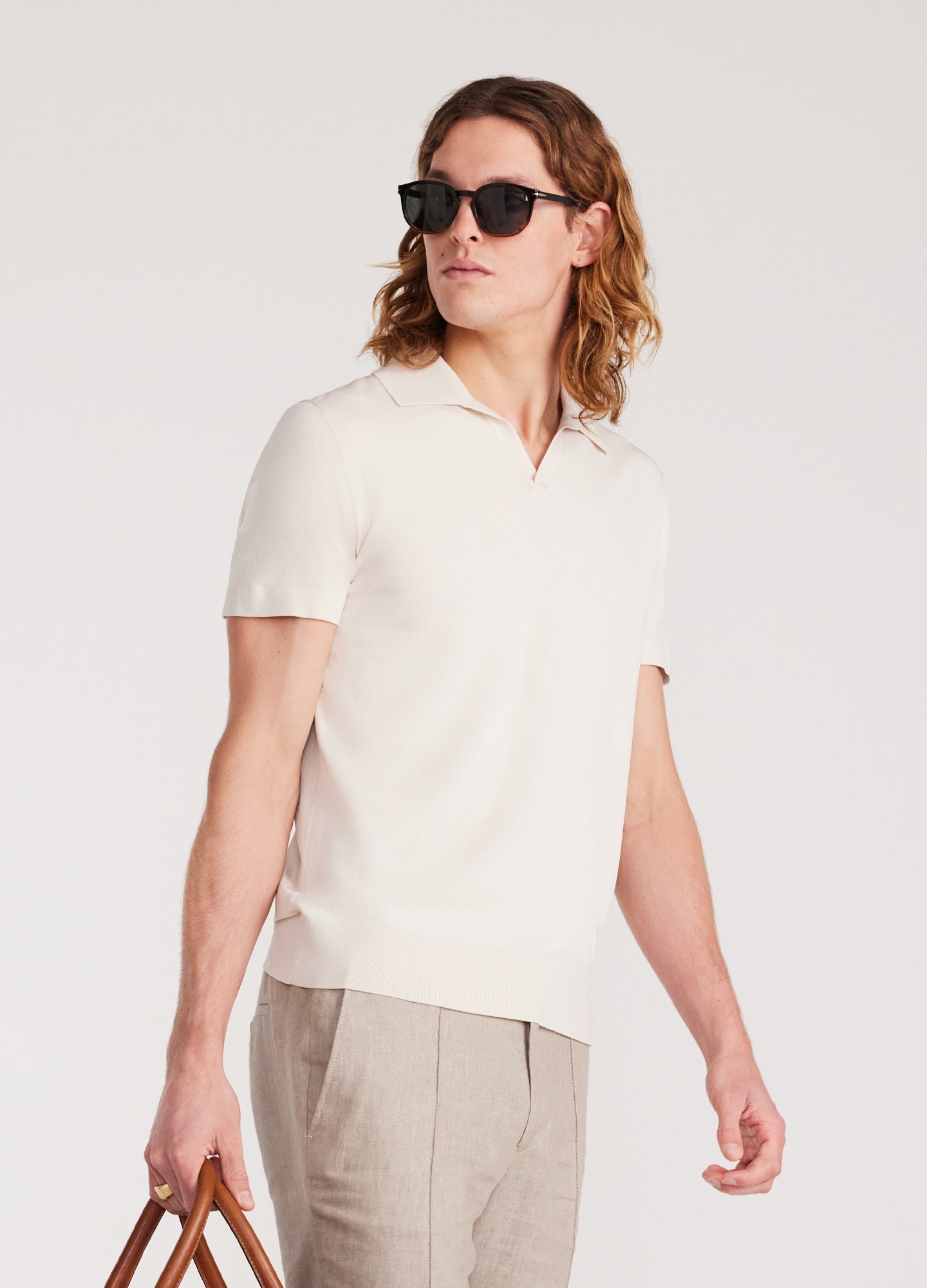 Camisa Gola Polo Canelada - Bege Claro
