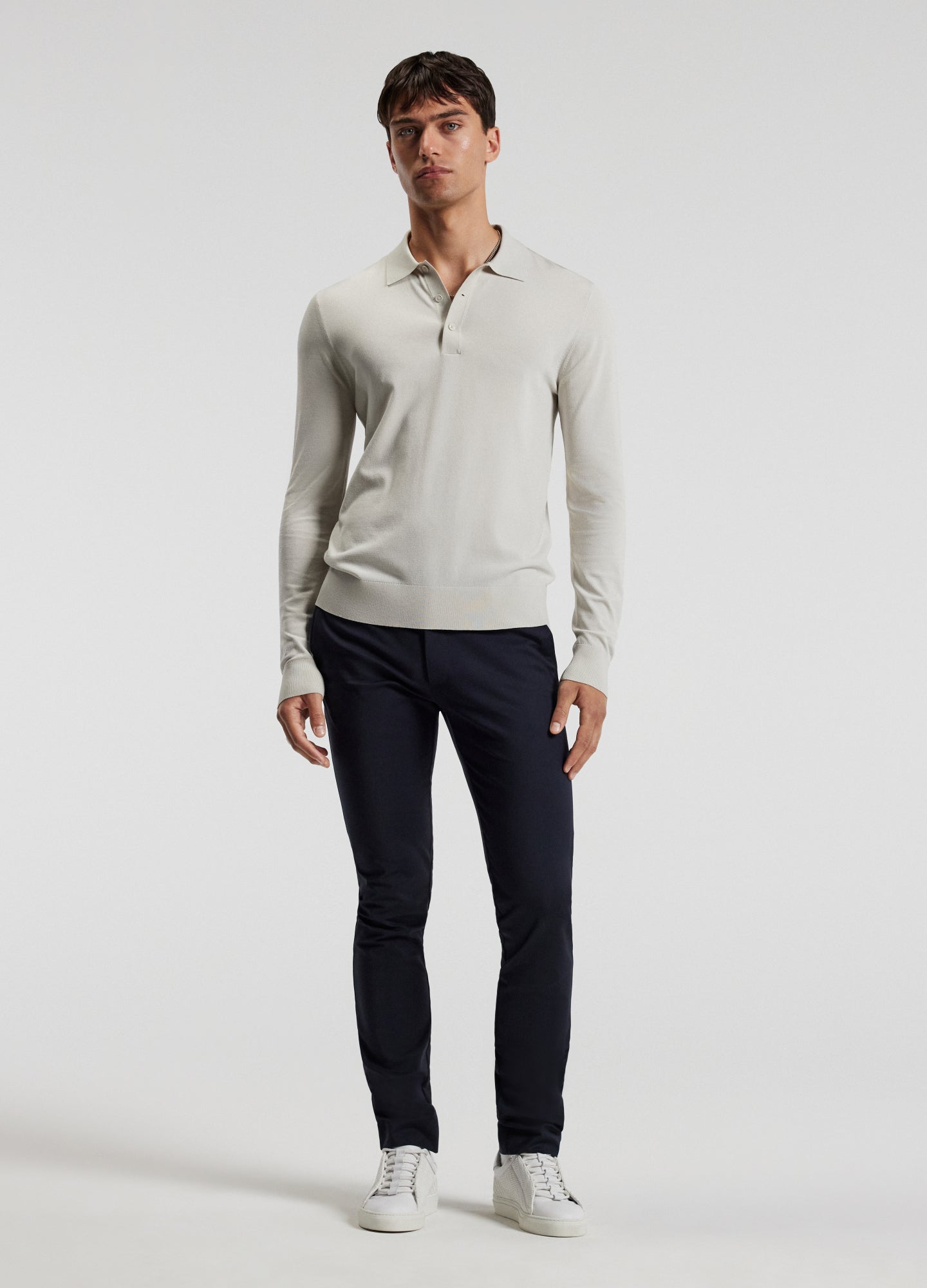 Camisa Polo Manga Longa - Off white