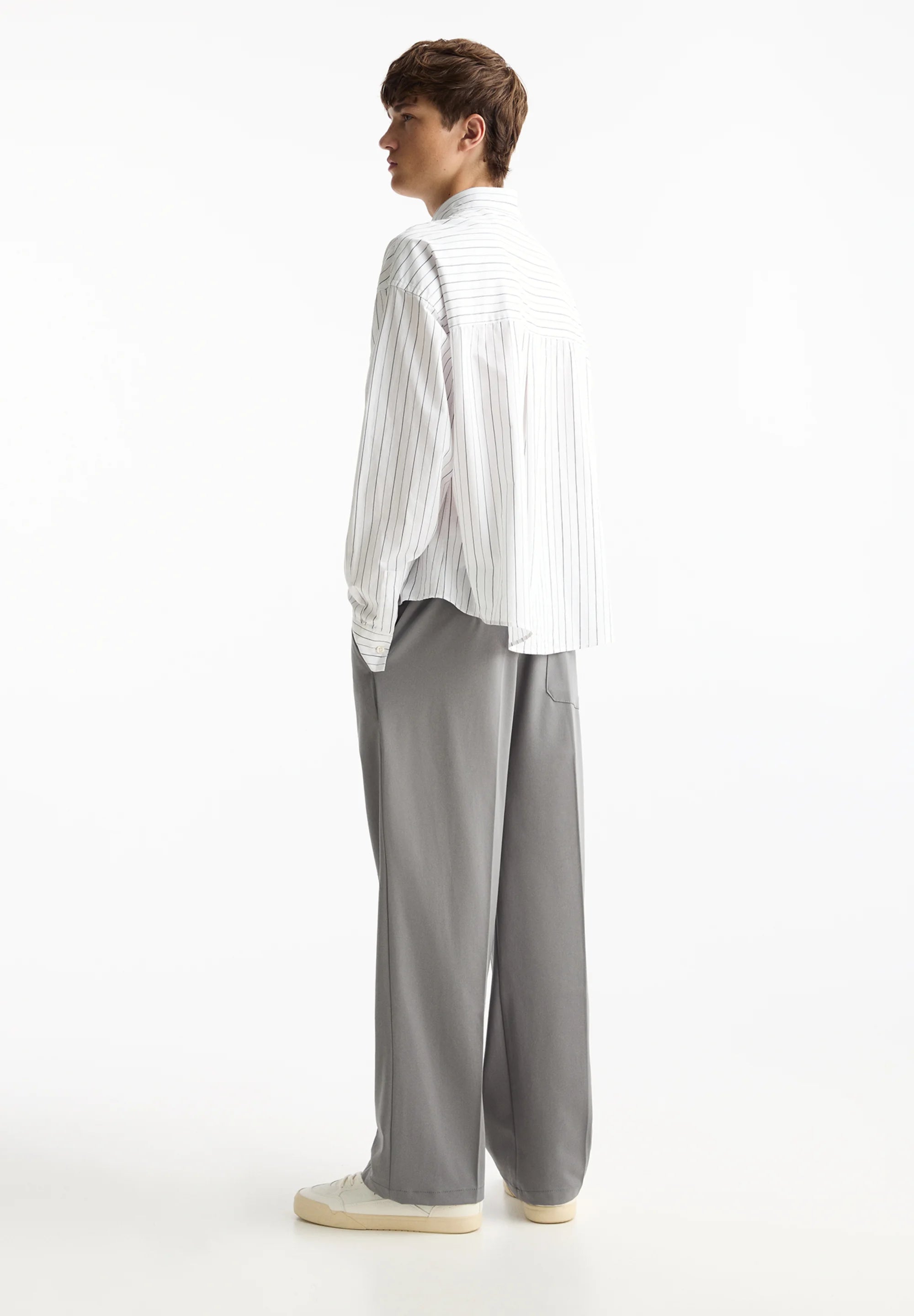 Calça Wide Fit Casual - Cinza