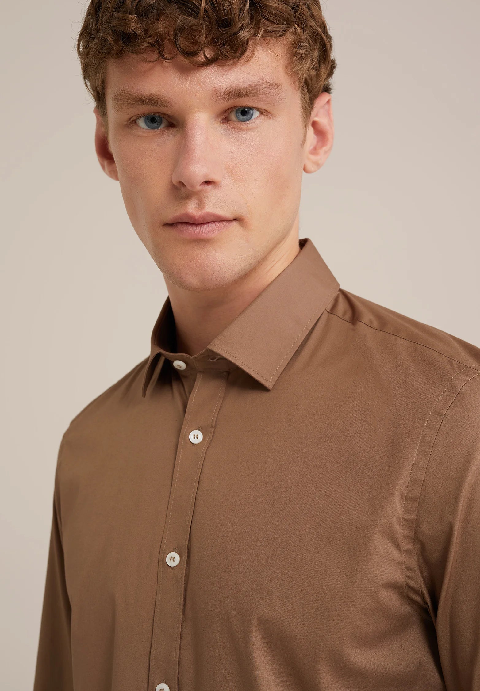 Camisa Social Masculina Alfaiataria Clássica - Marrom