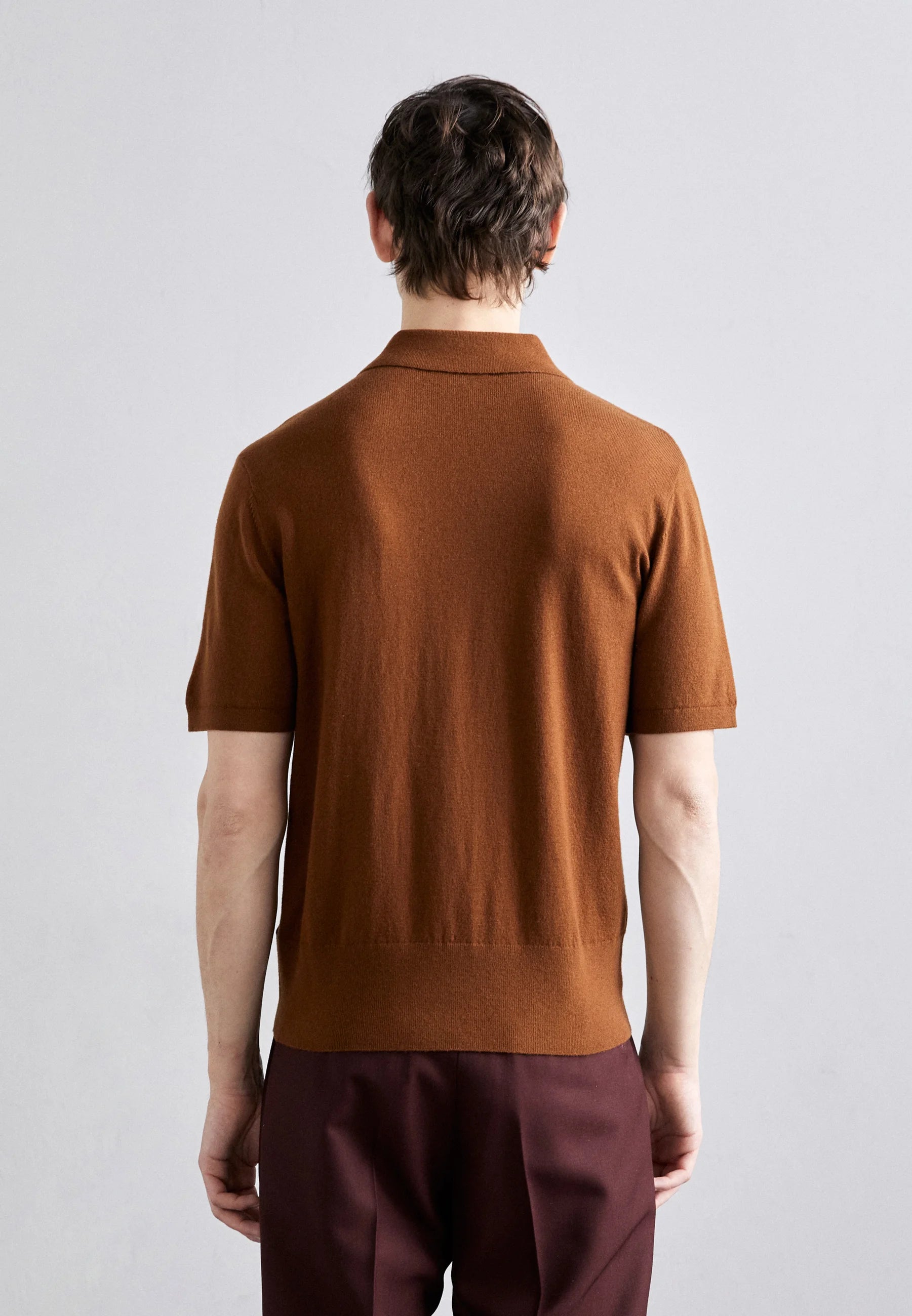 Camisa Polo em Algodão Canelada - Marrom