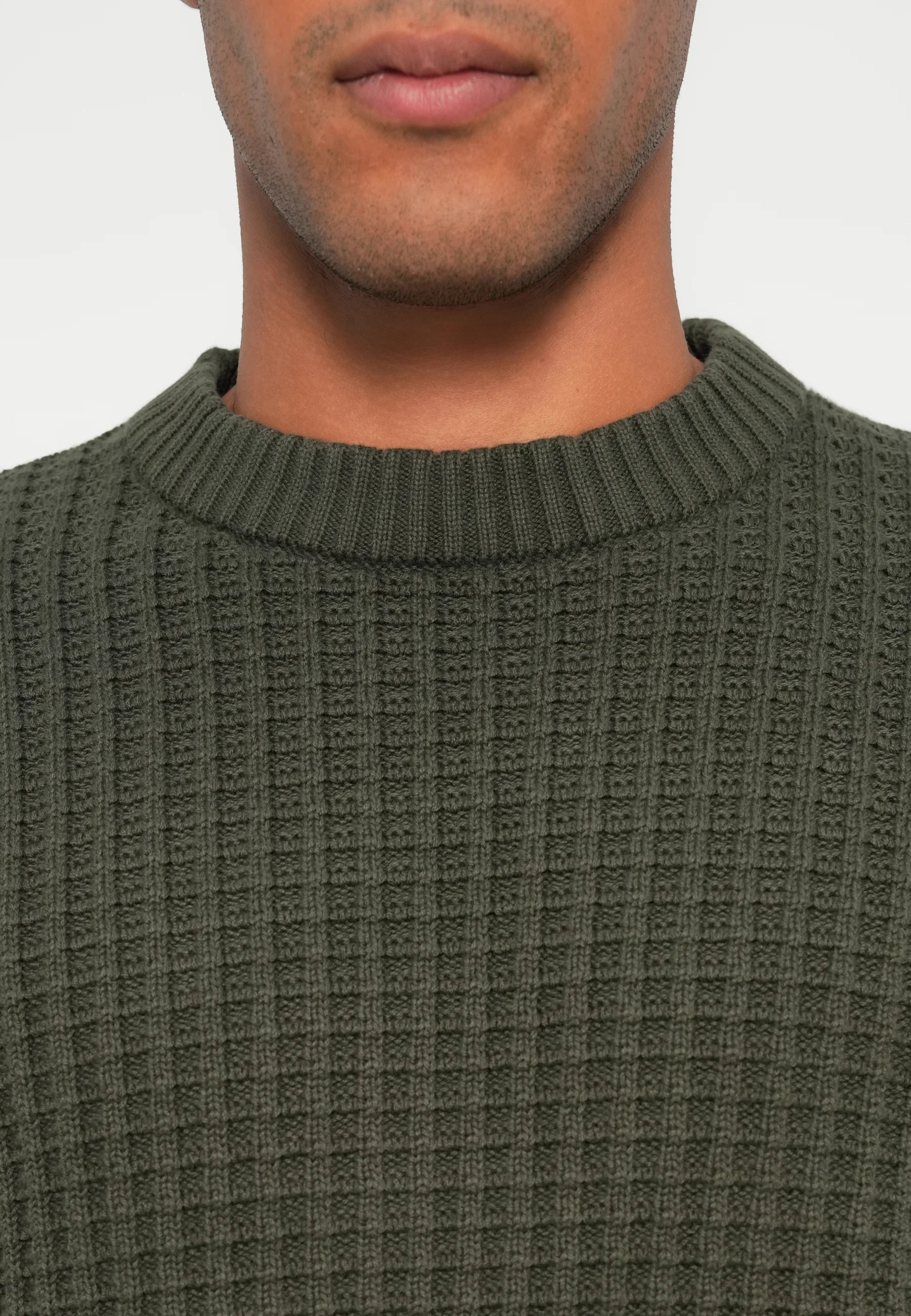 Suéter Masculino Gola Redonda Texturizado - Verde