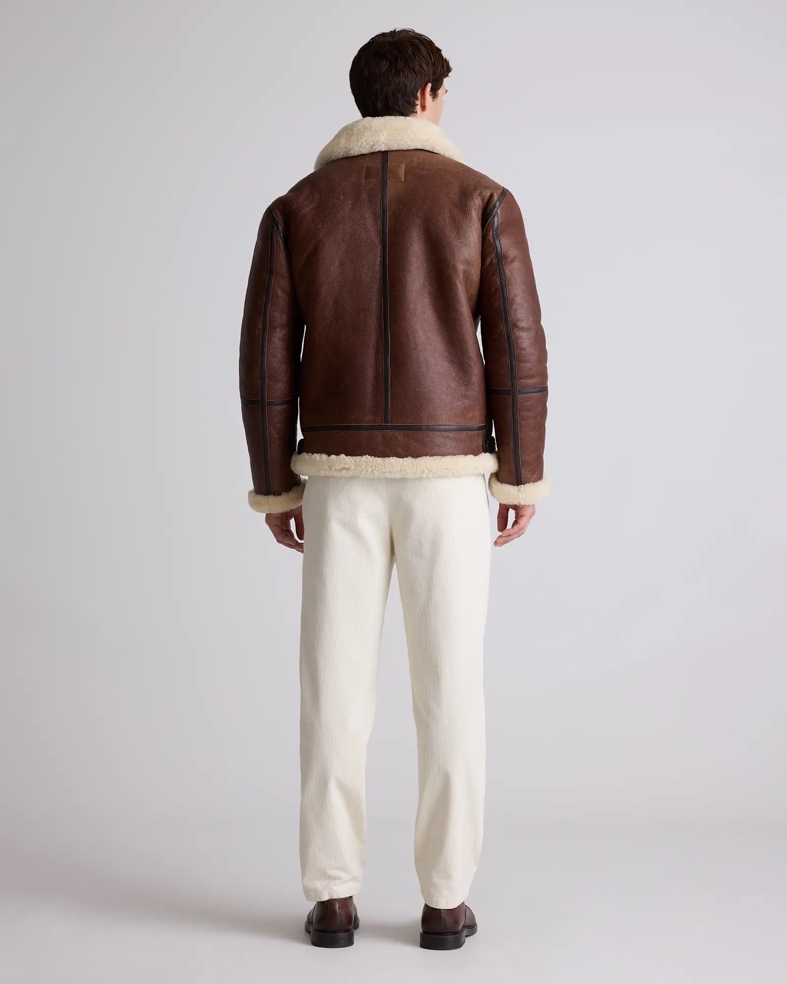 Jaqueta Bomber Masculina em Shearling 100% Natural - Marrom