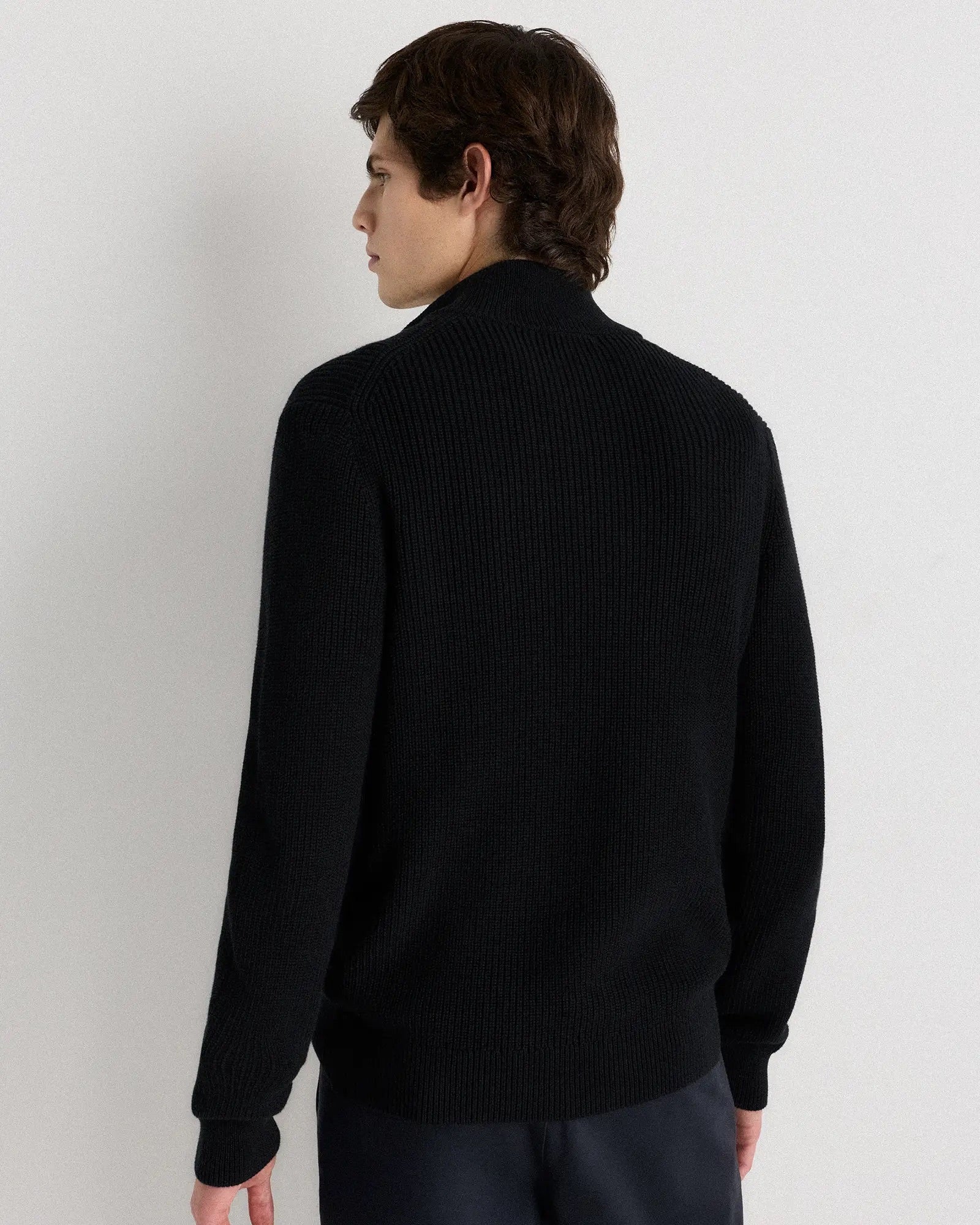 Suéter Canelado Quarter Zip Jumper - Preto