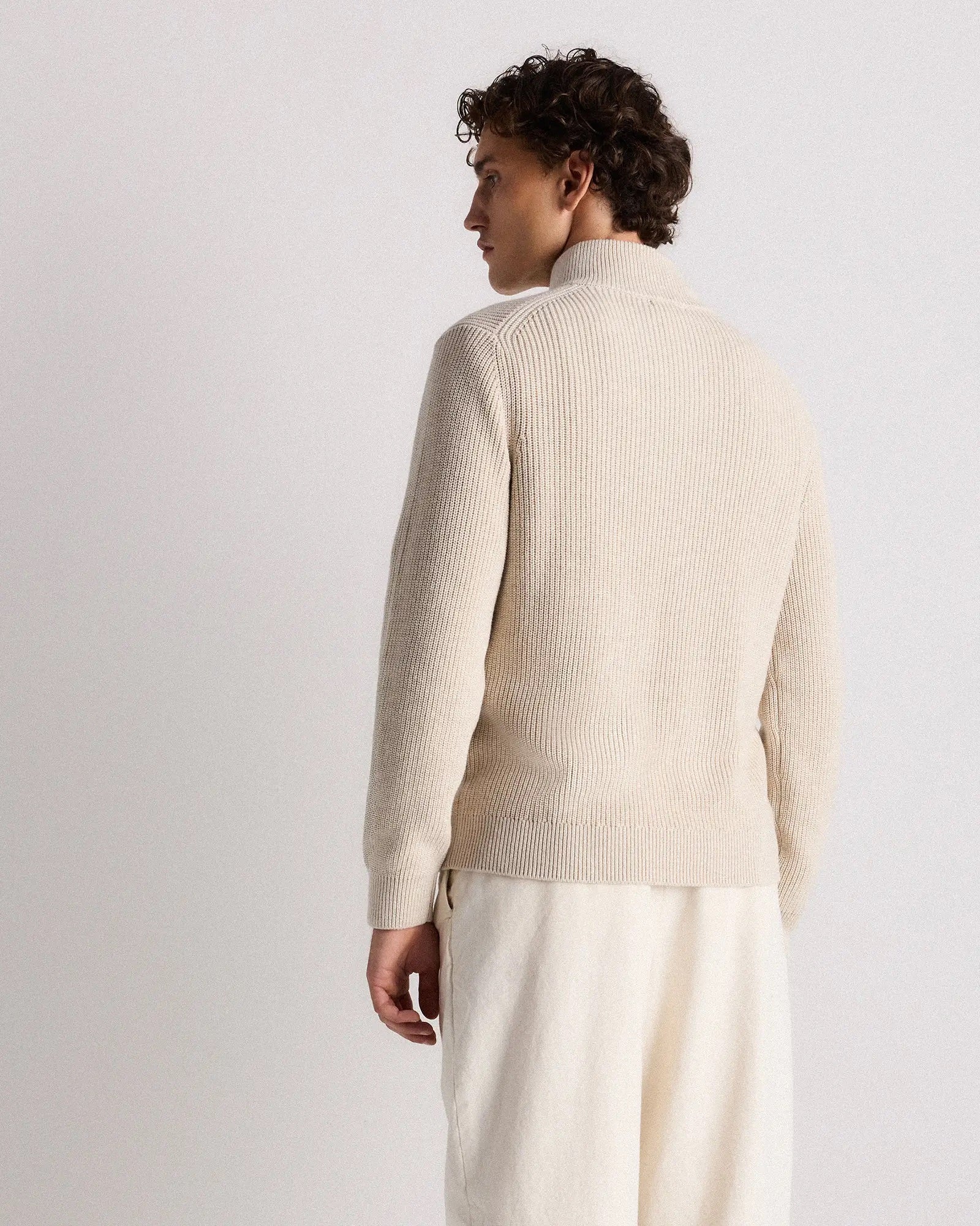 Suéter Canelado Quarter Zip Jumper - Off white