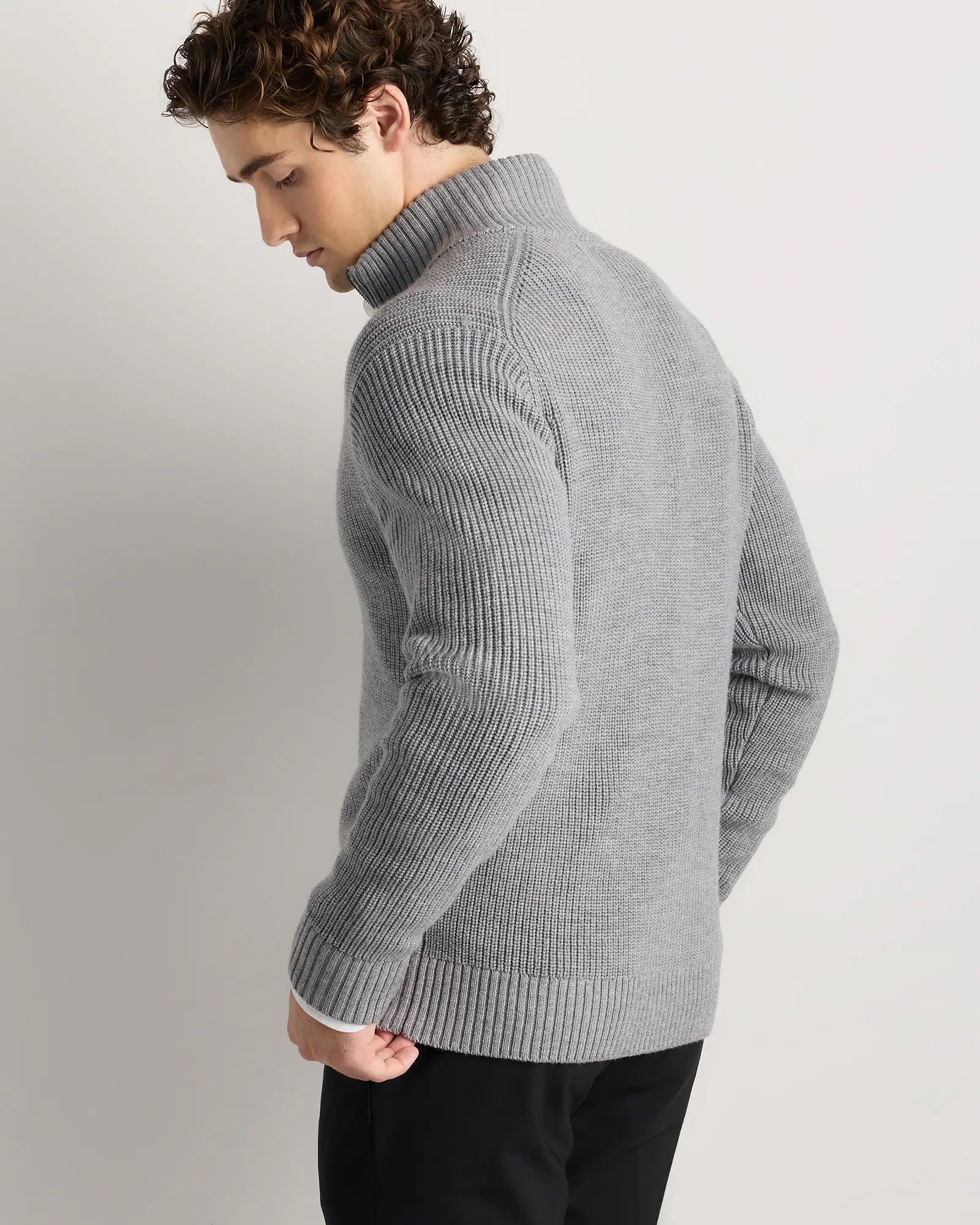 Suéter Masculino 100% Algodão com Zíper Frontal - Cinza