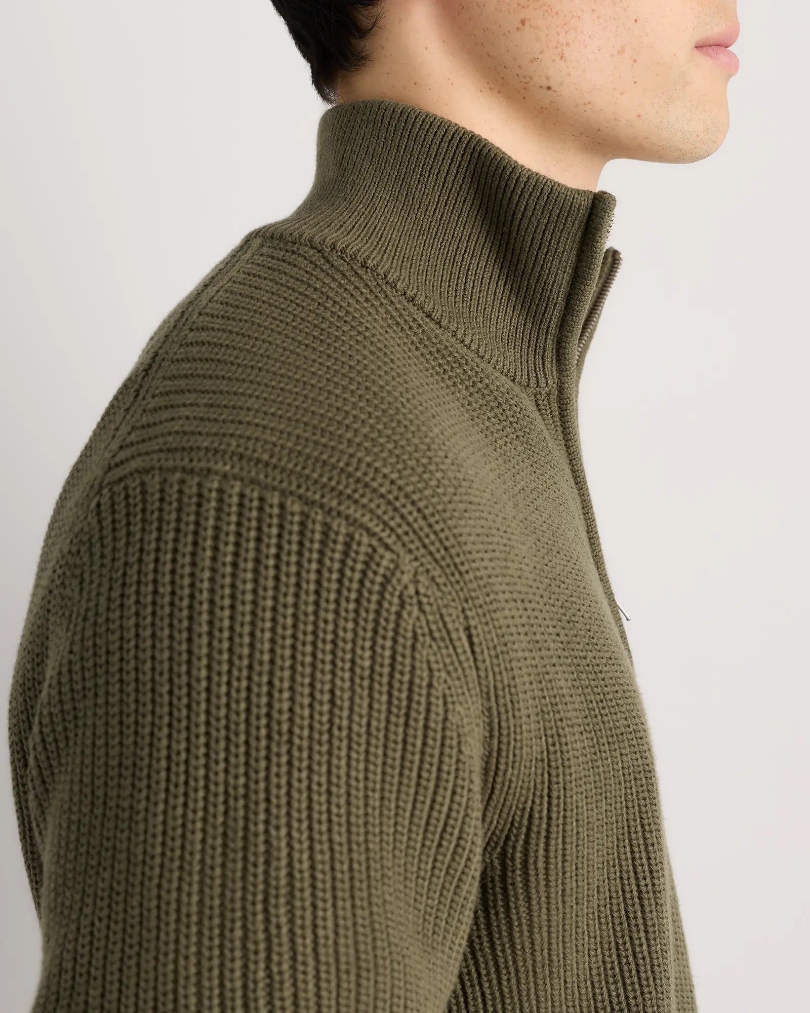 Suéter Canelado Quarter Zip Jumper - Verde musgo