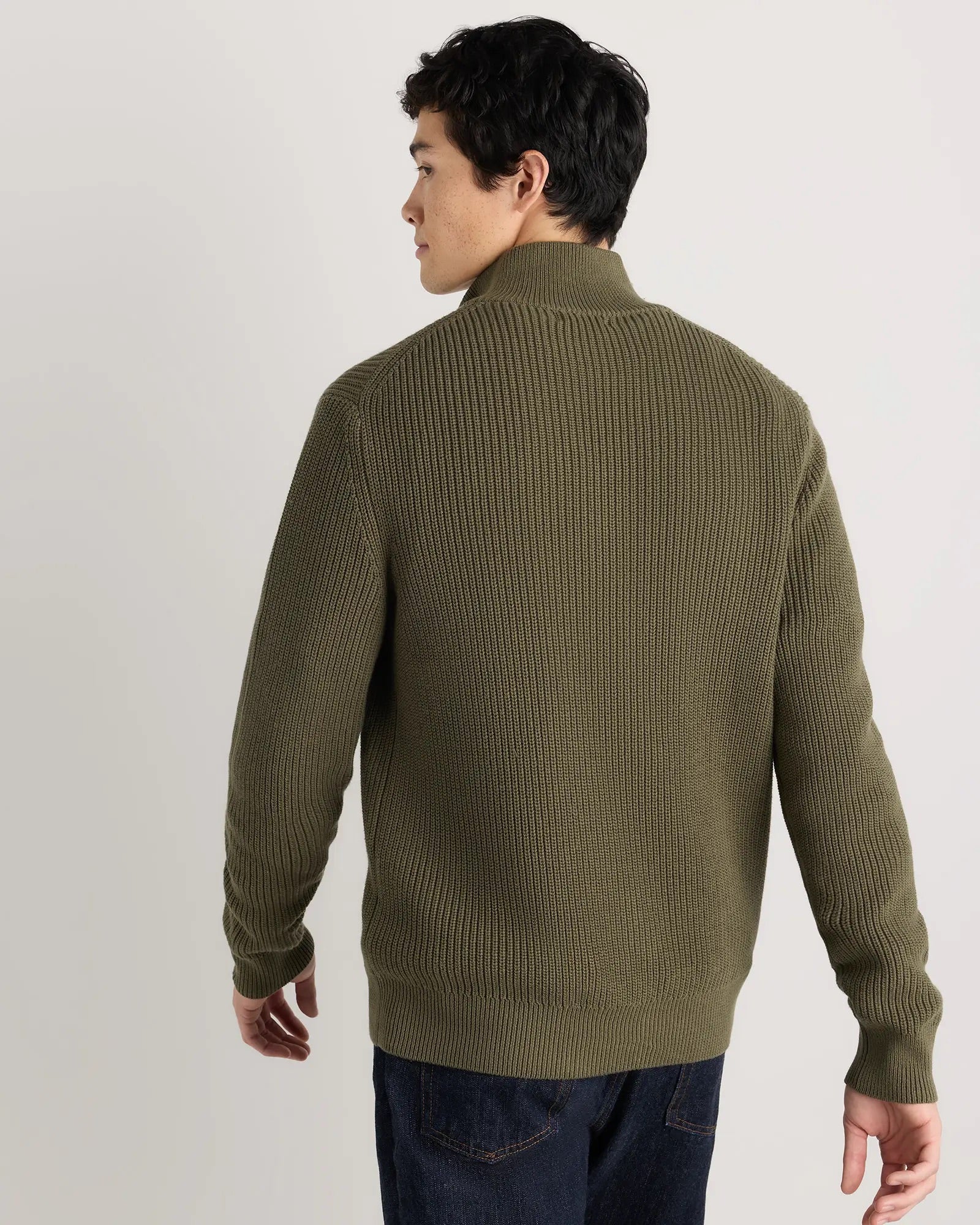 Suéter Canelado Quarter Zip Jumper - Verde musgo