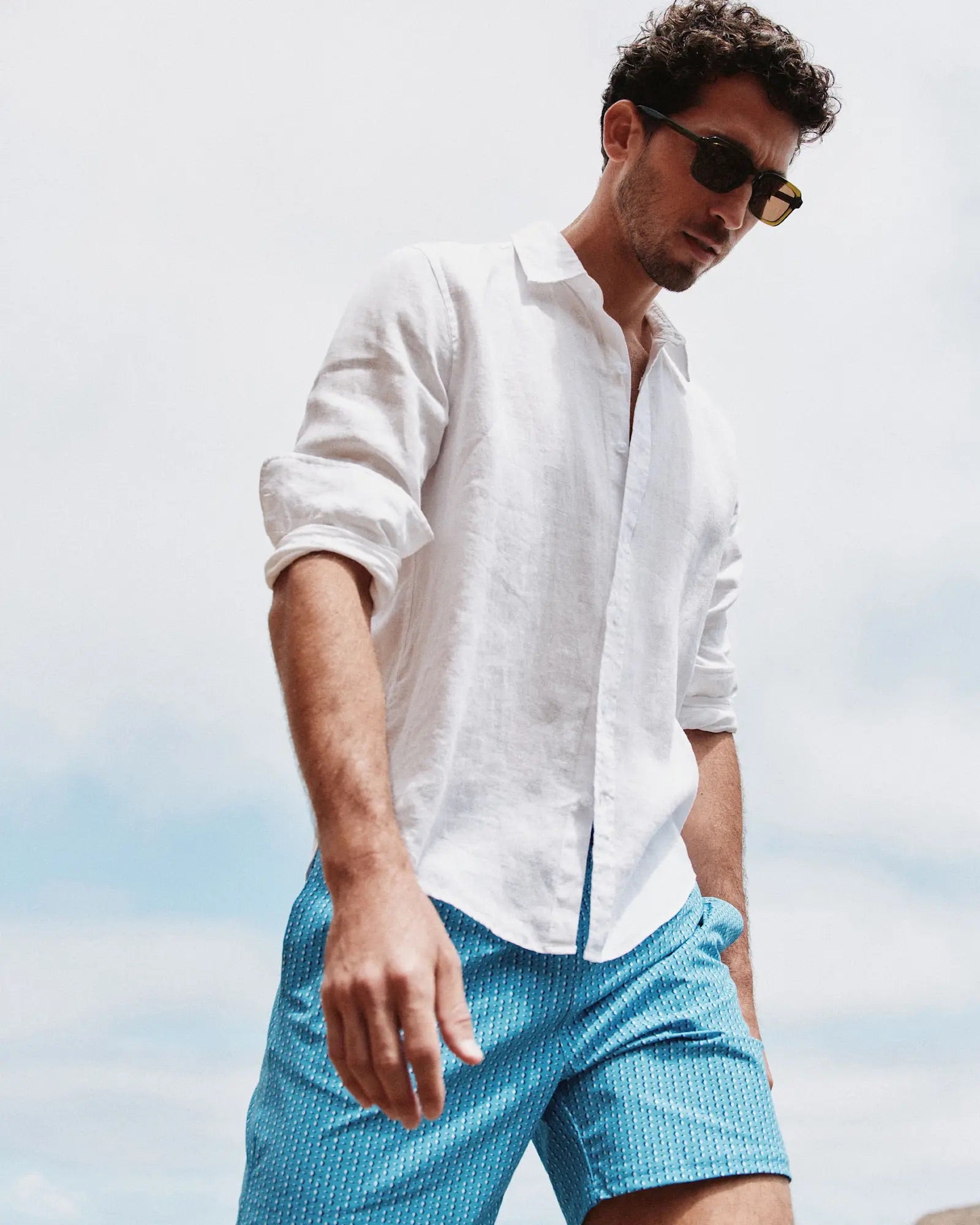 Camisa Manga Longa Slim Em Linho - Branco
