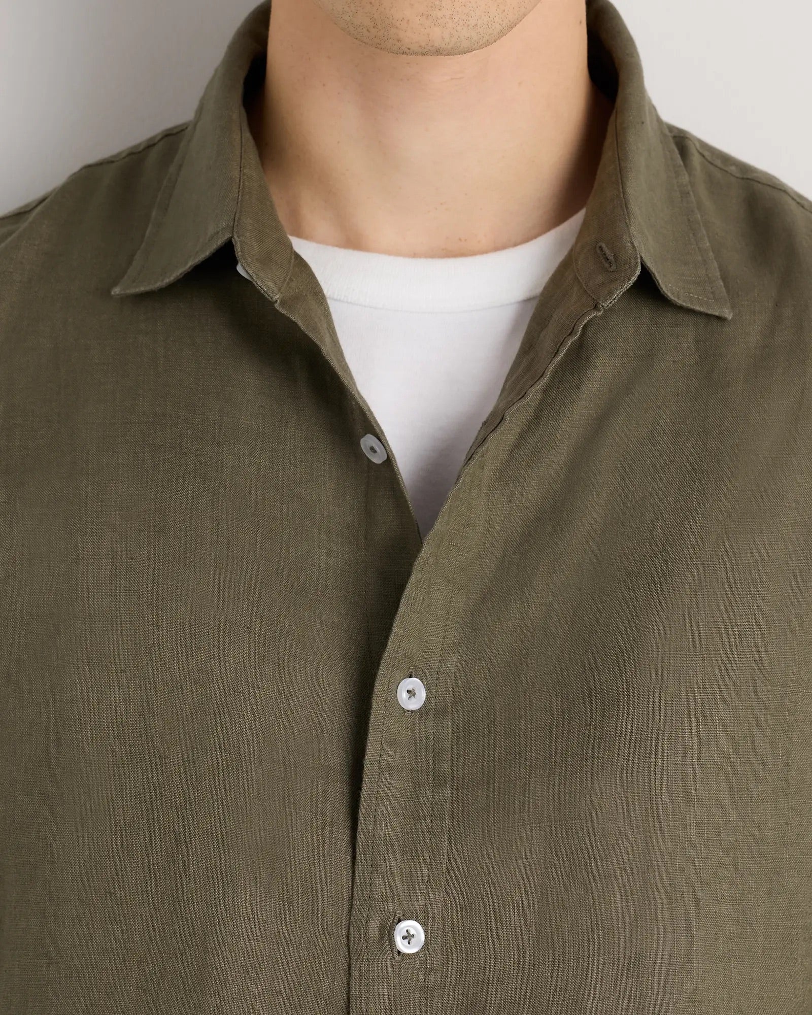 Camisa Manga Longa Slim Em Linho - Verde musgo