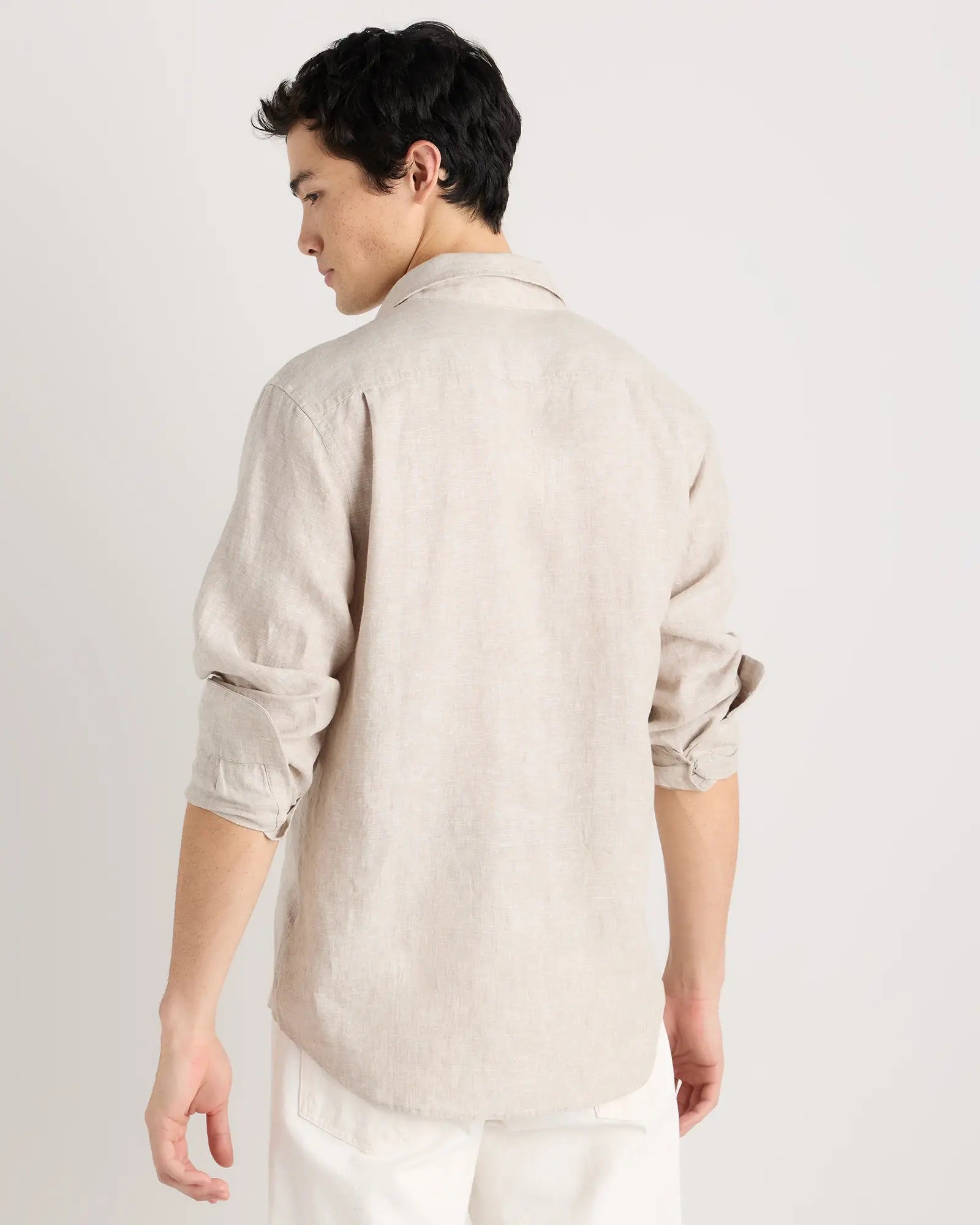 Camisa Manga Longa Slim Em Linho - Off white