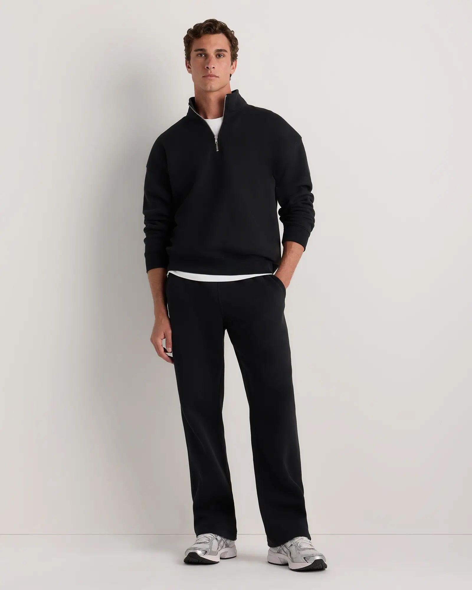 Suéter Fleece Zip Neck - Preto