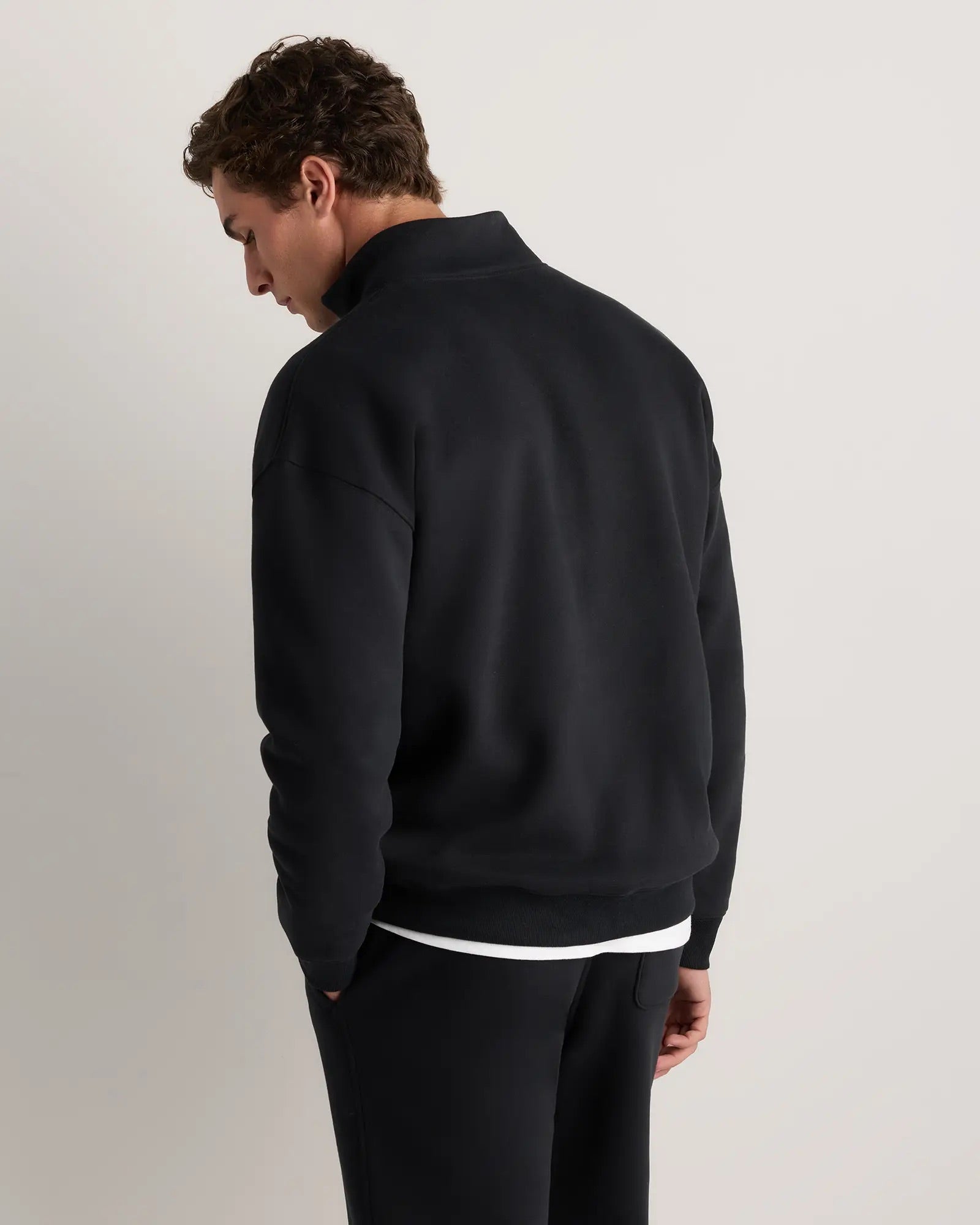 Suéter Fleece Zip Neck - Preto