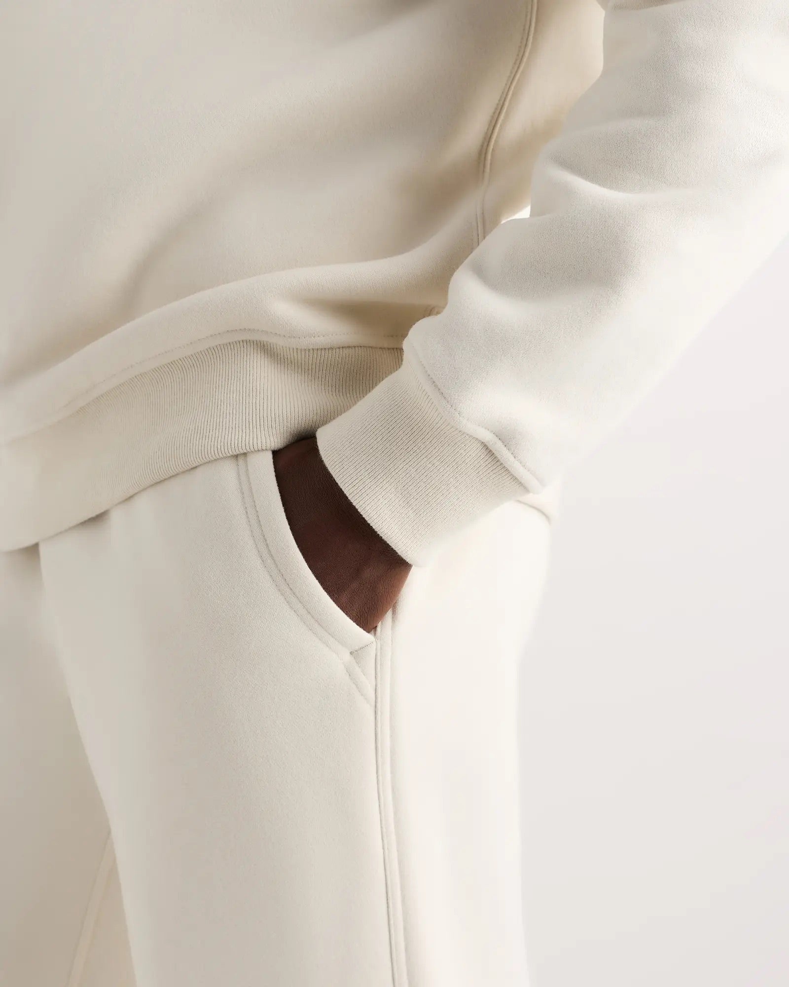 Suéter Fleece Zip Neck - Off white