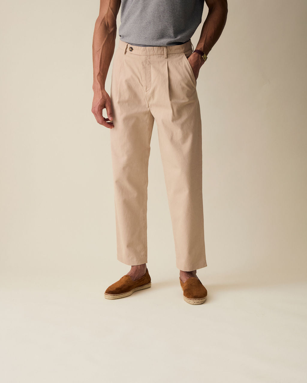 Calça Reta em Linho - Creme