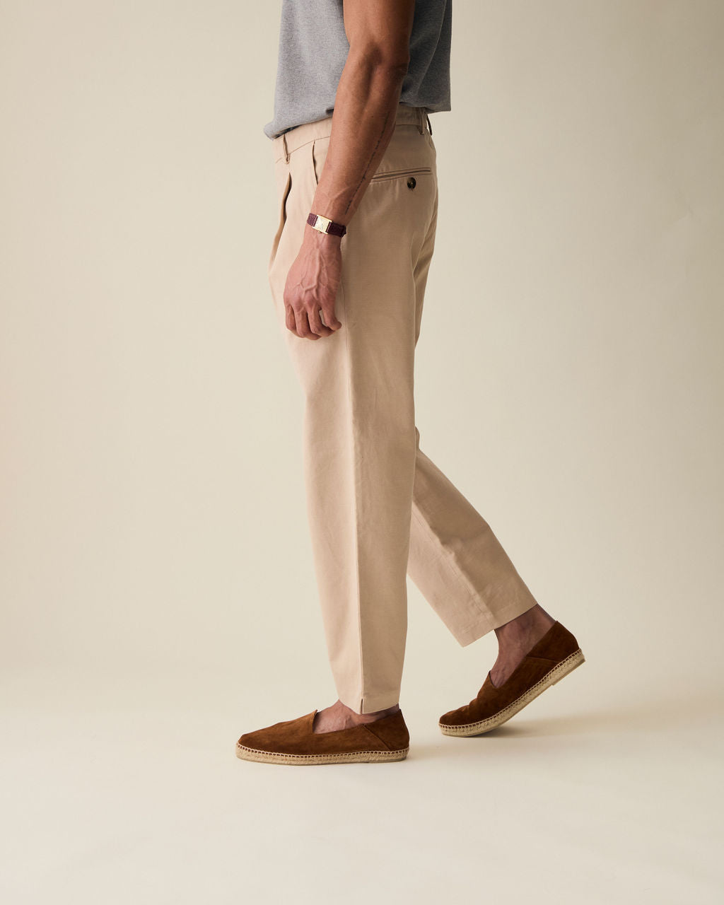 Calça Reta em Linho - Creme