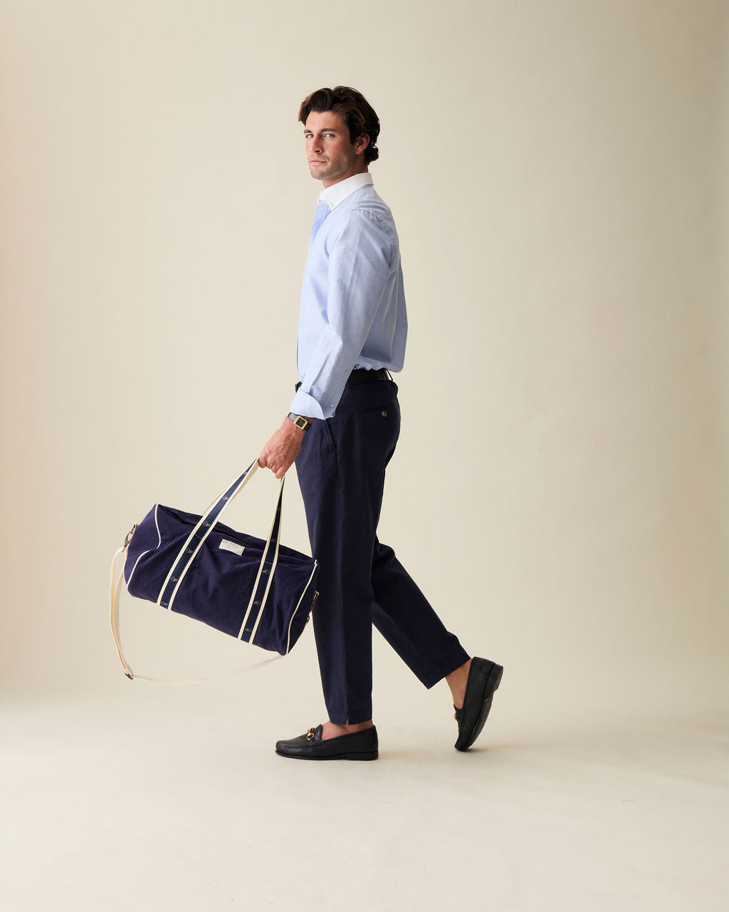 Calça Reta em Linho - Azul Marinho