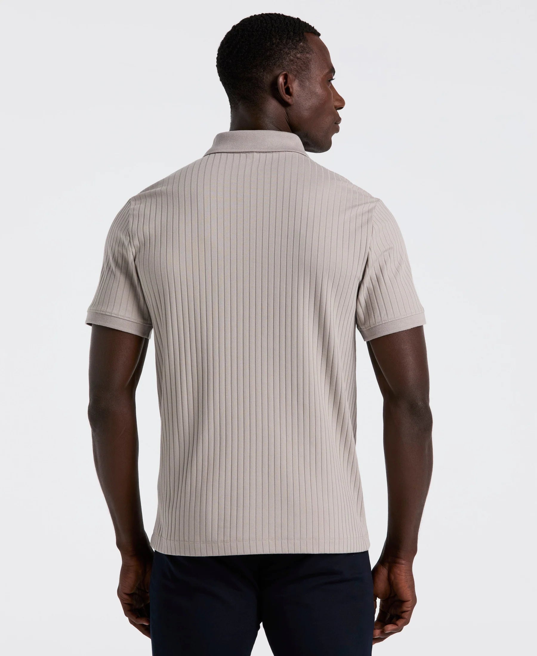 Camisa Gola Polo Canelada com Zíper Blend - Bege