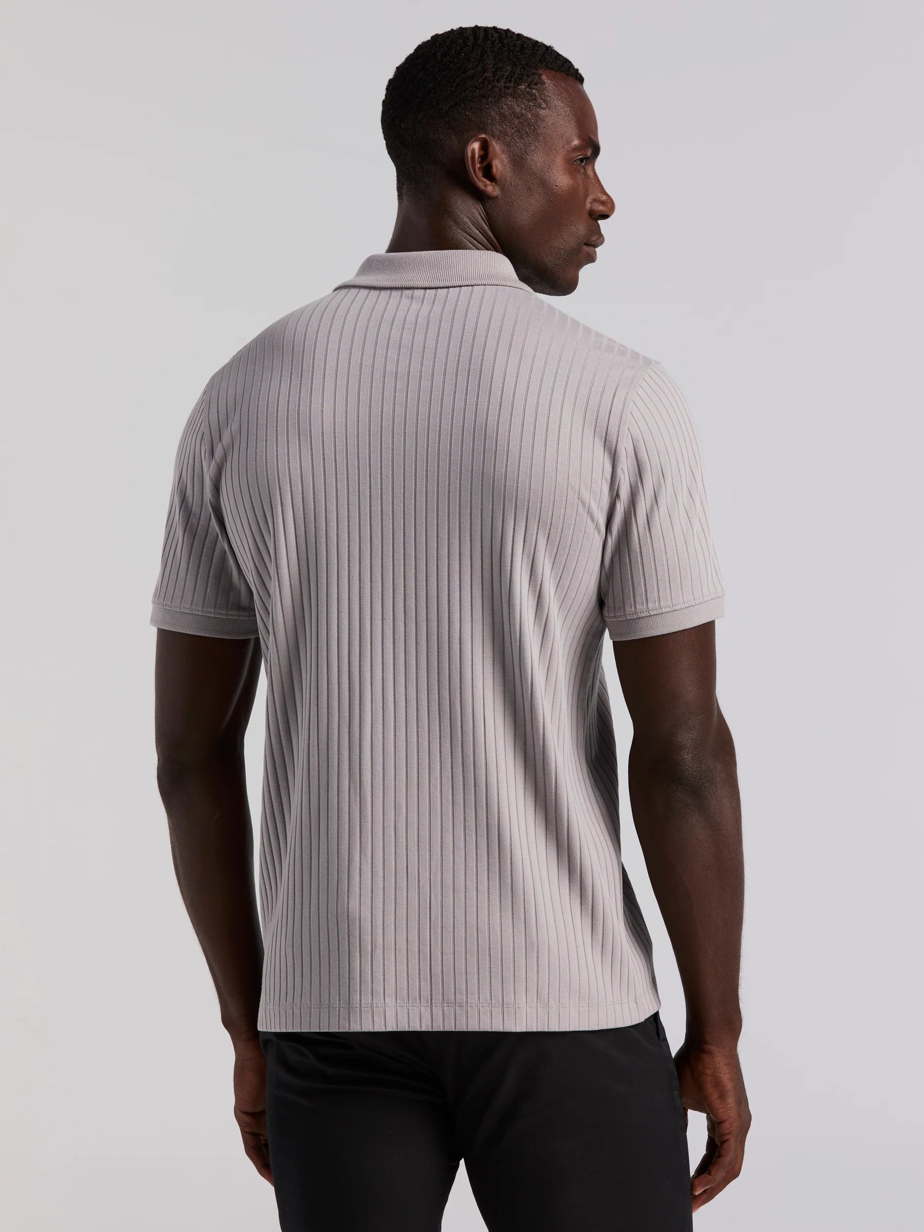 Camisa Gola Polo Canelada com Zíper Blend - Cinza