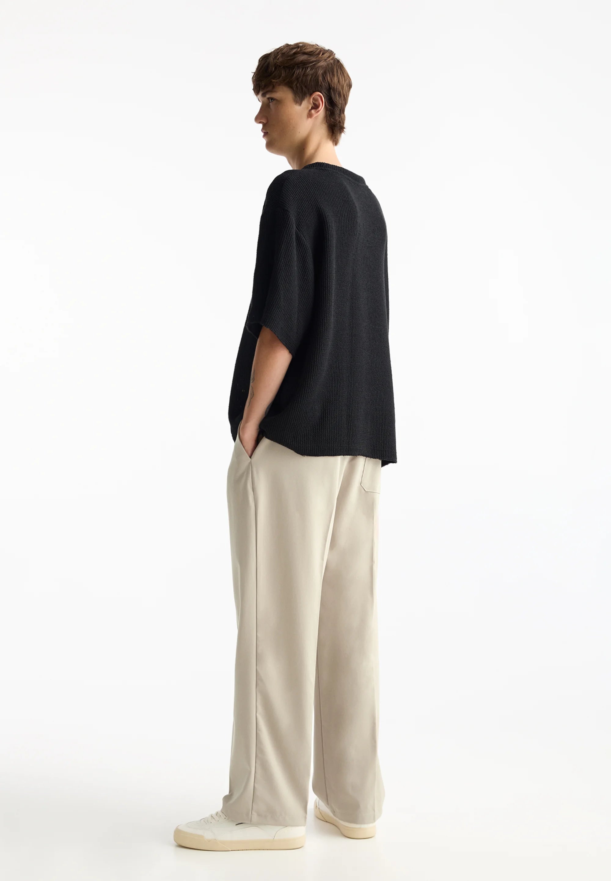 Calça Wide Fit Casual - Bege