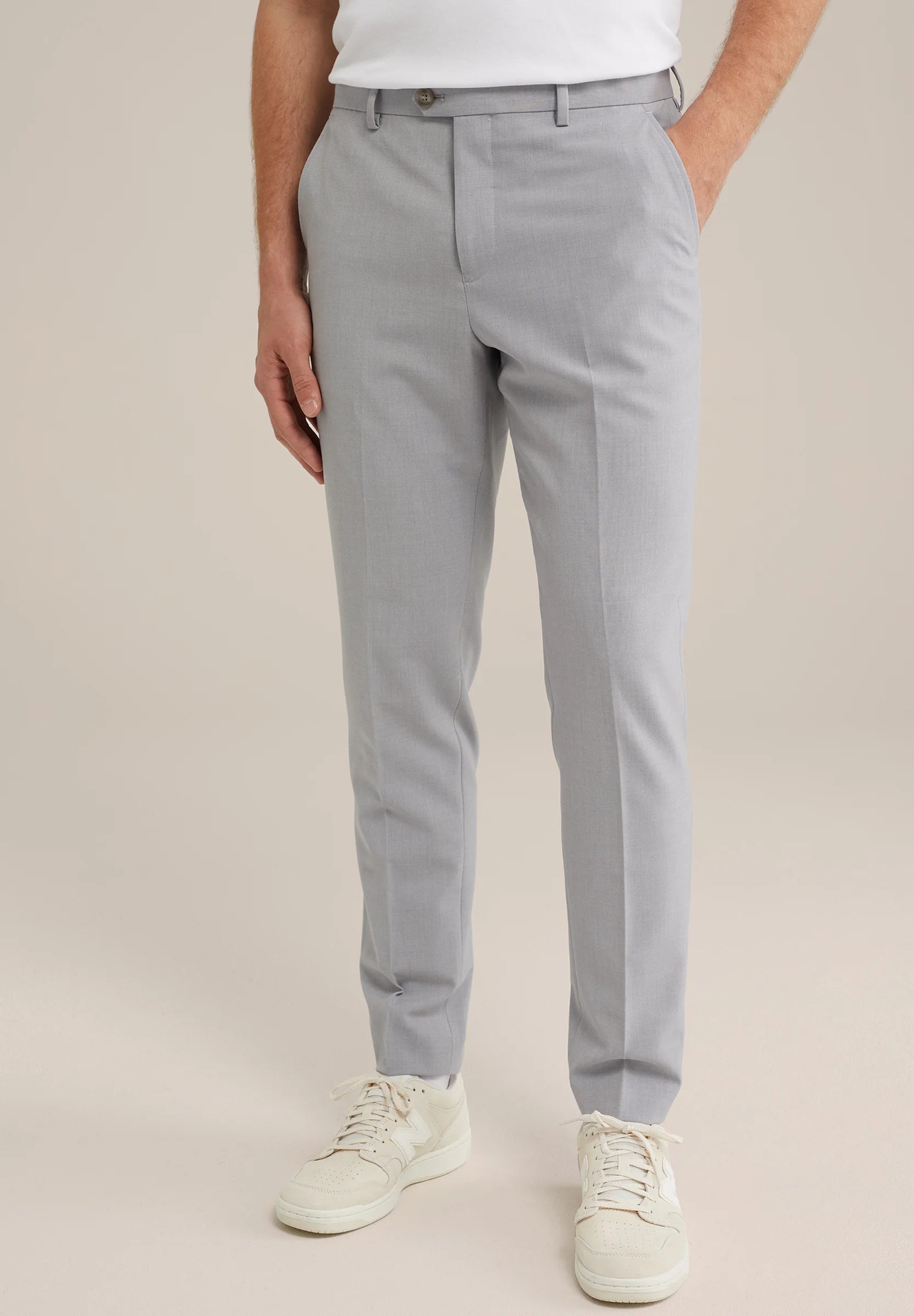 Calça de Alfaiataria Regular Fit - Cinza claro