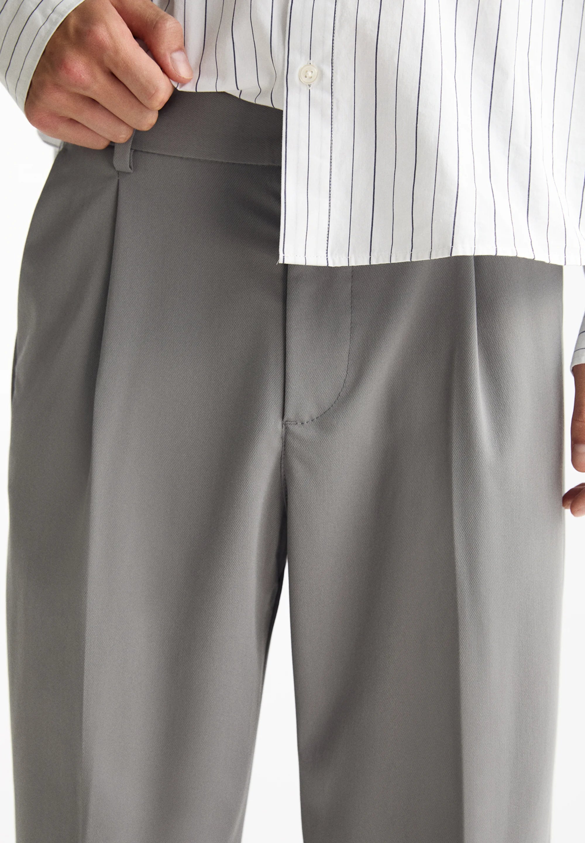 Calça Wide Fit Casual - Cinza