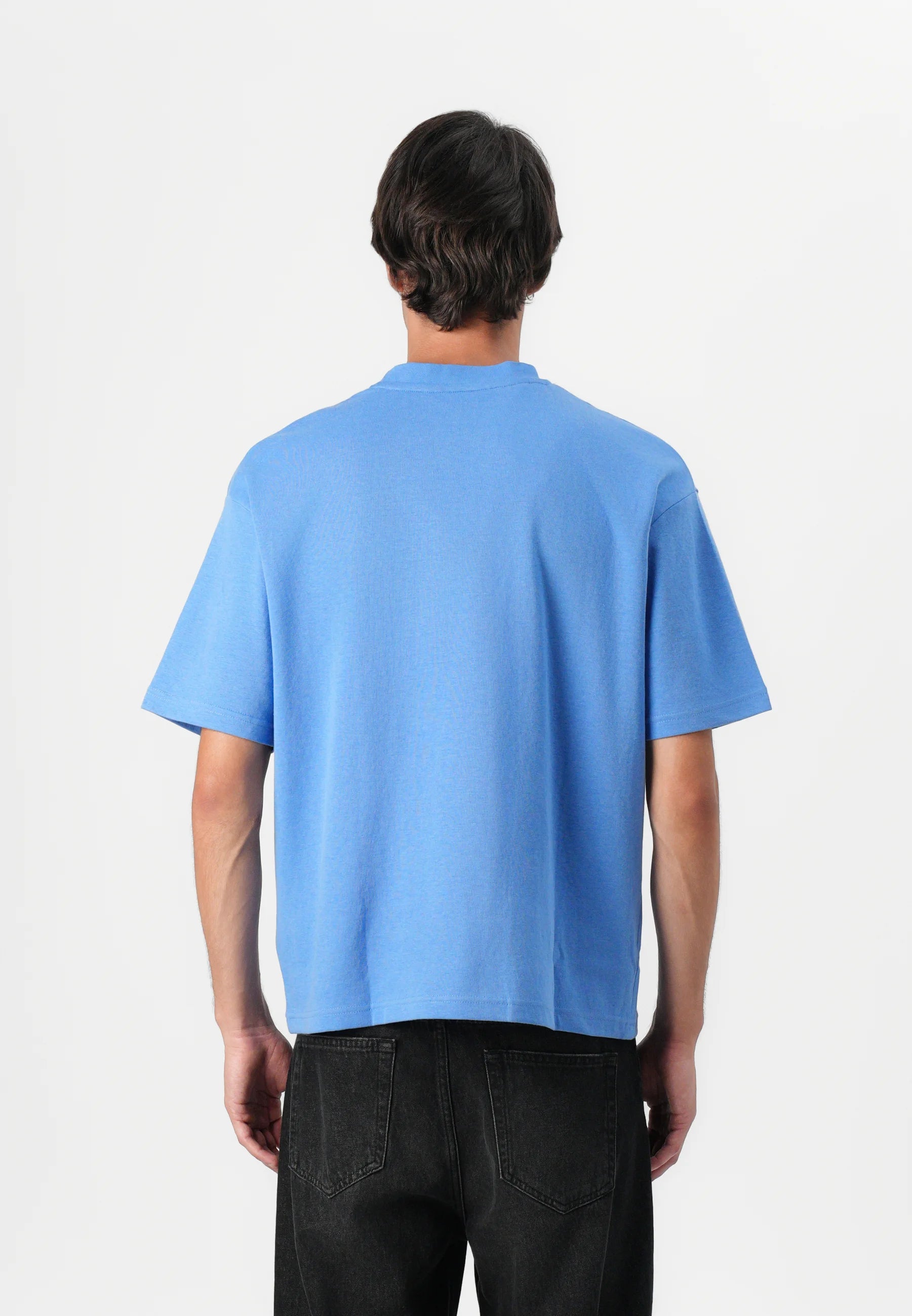 Camiseta Básica Masculina Oversized Gola Redonda - Azul