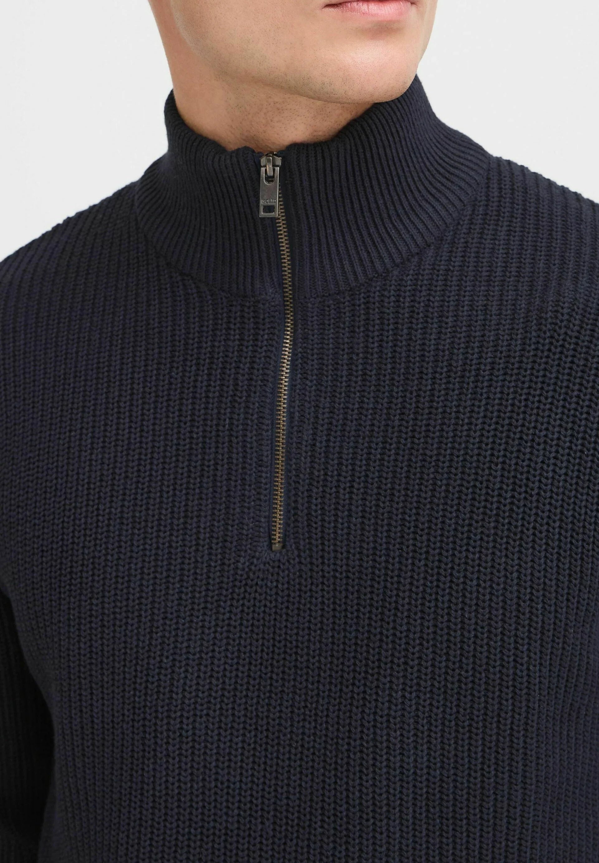 Suéter Masculino Gola Troyer com Ziper - Azul marinho