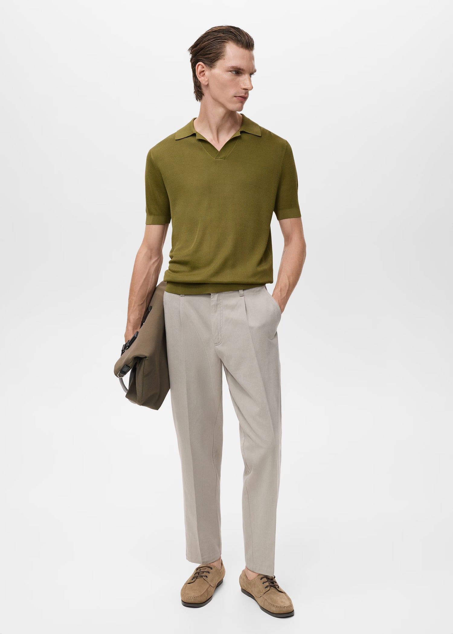 Camisa Polo em Tricô Texturizado - Verde