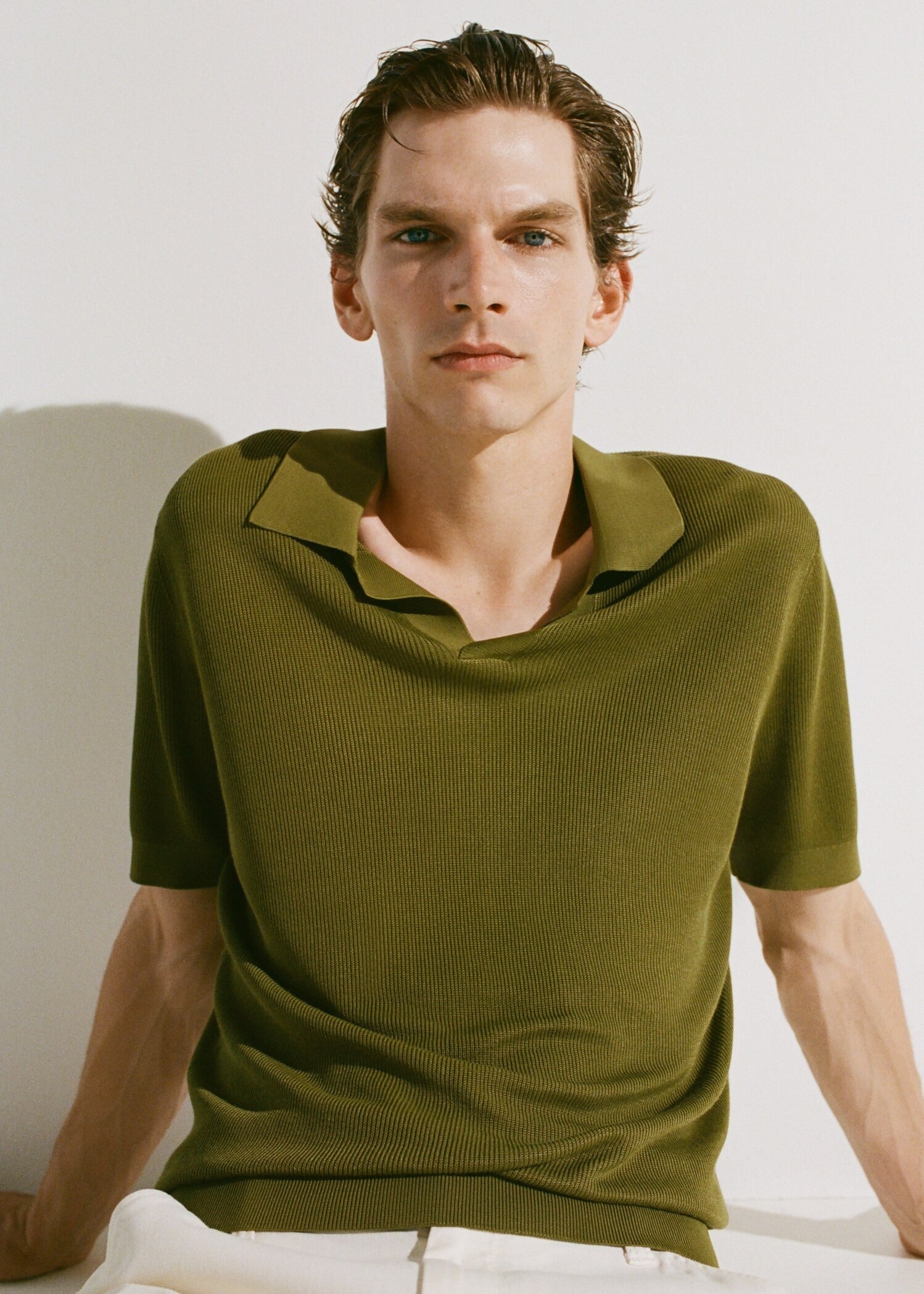Camisa Polo em Tricô Texturizado - Verde