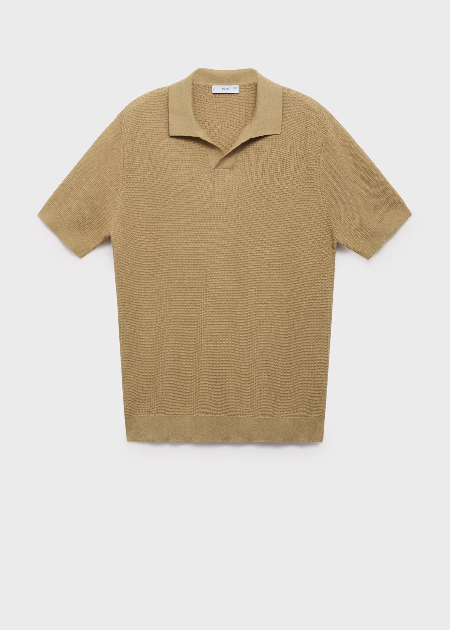 Camisa Polo em Tricô Texturizado - Bege