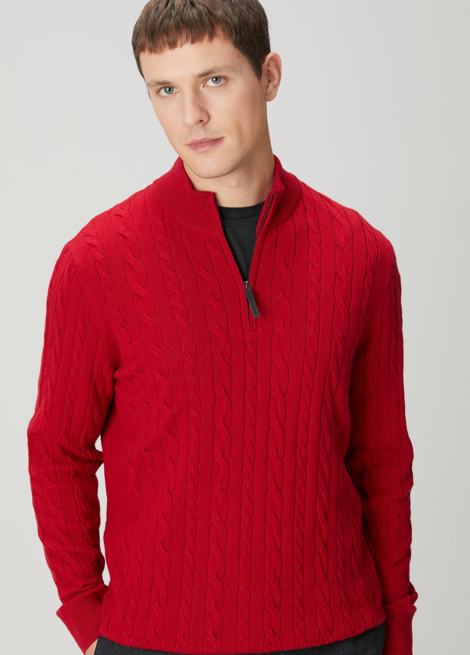 Suéter Masculino Texturizado com Gola Alta e Zíper