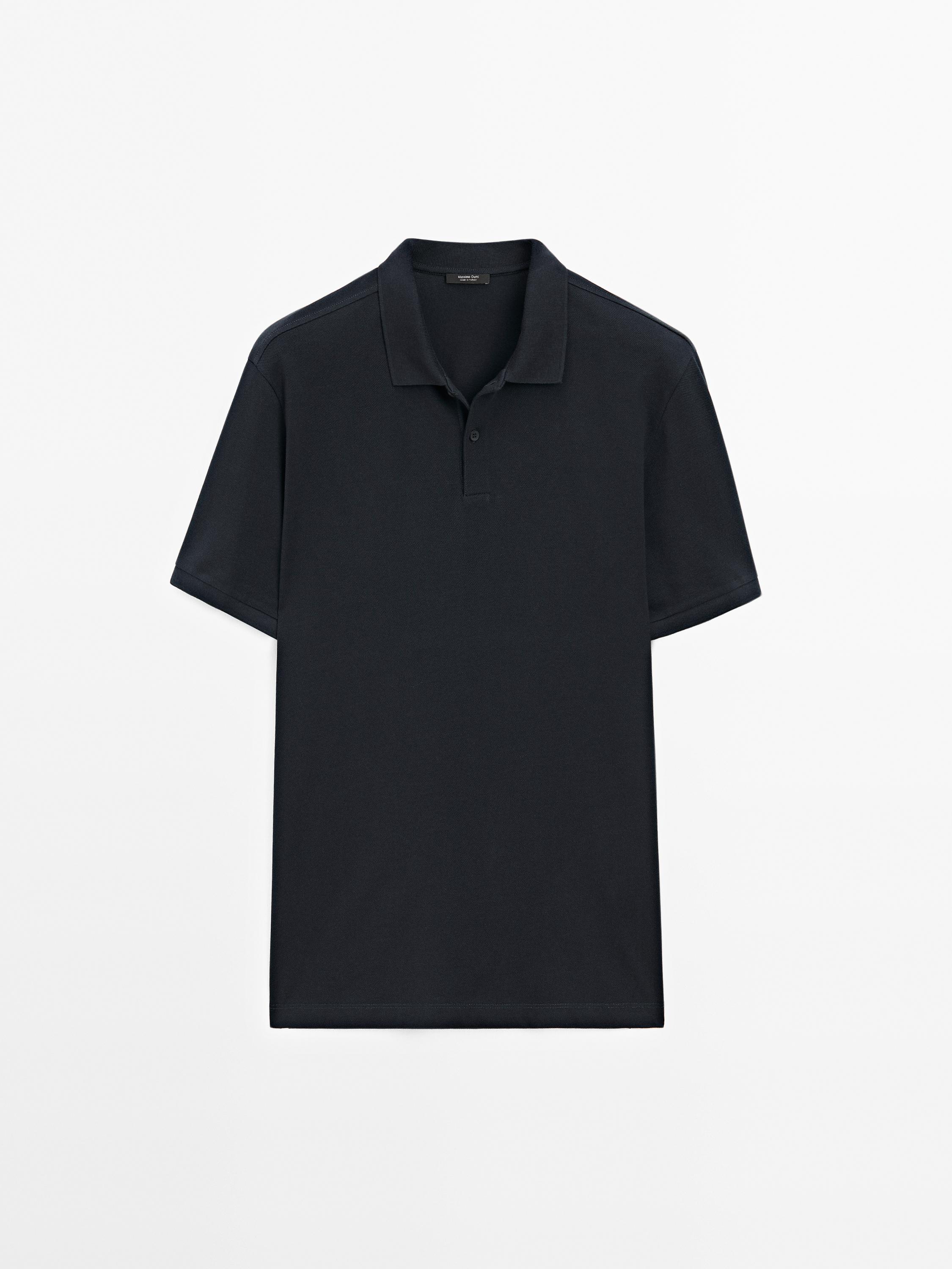 Camisa Polo com Microestrutura em Piquê